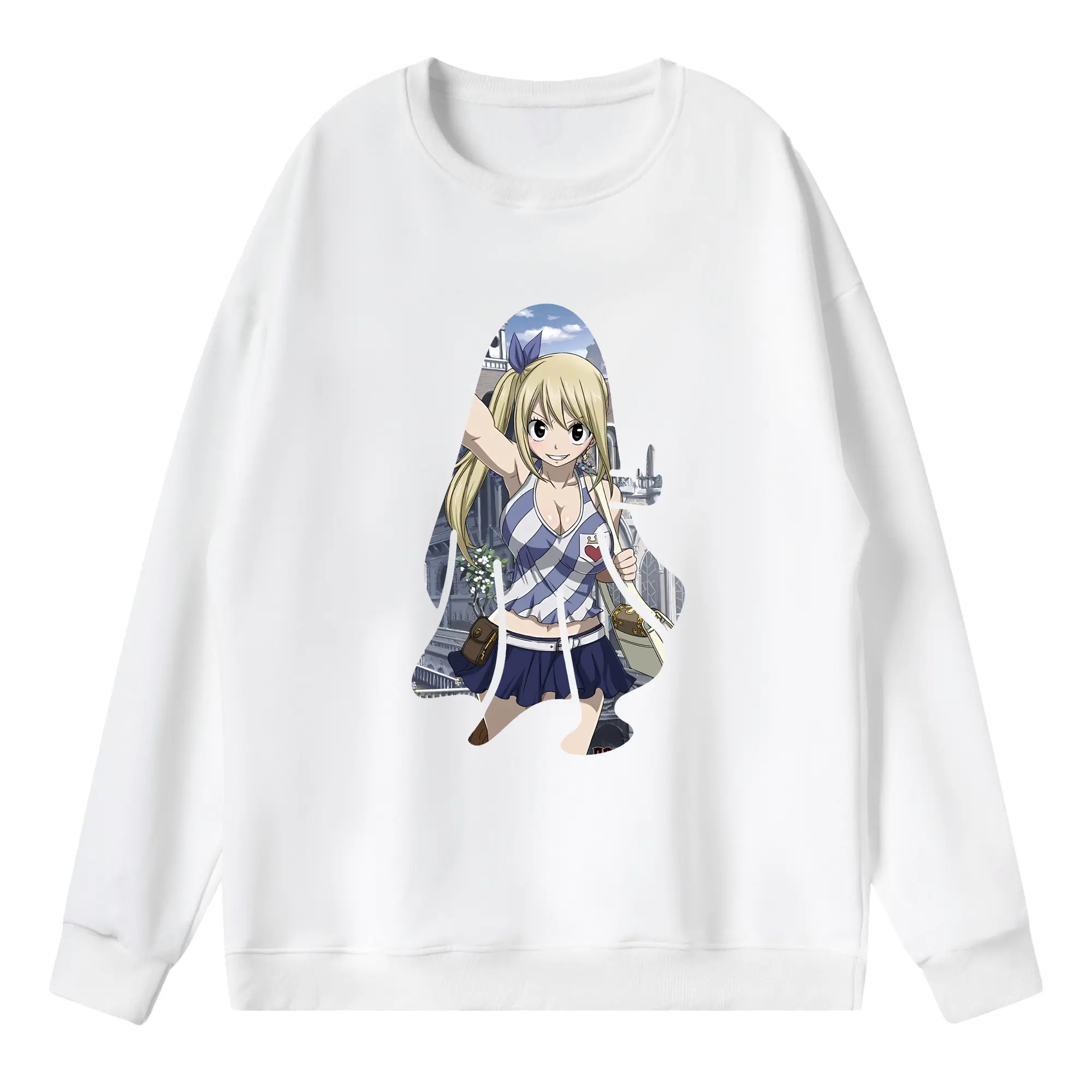 フェアリーテイル グッズ ルーシィ・ハートフィリア - 薄手 クルーネック スウェット 裏毛260g · ポリエステル 春秋向け カジュアル 男女兼用 · トレーナー デイリー スポーツ 散歩に最適