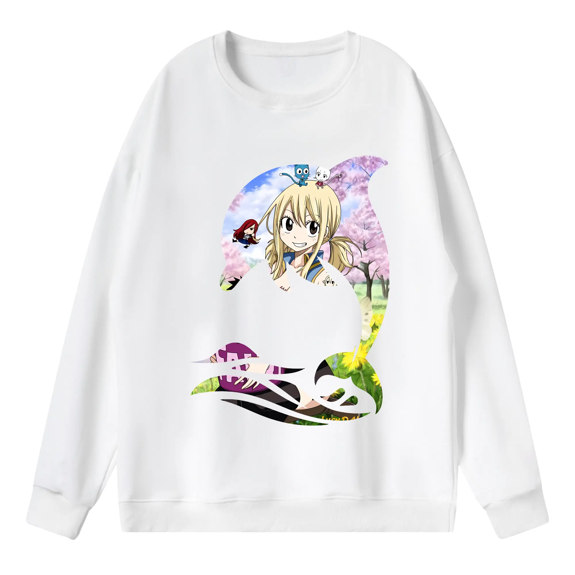 フェアリーテイル グッズ ルーシィ・ハートフィリア - 薄手 クルーネック スウェット 裏毛260g · ポリエステル 春秋向け カジュアル 男女兼用 · トレーナー デイリー スポーツ 散歩に最適