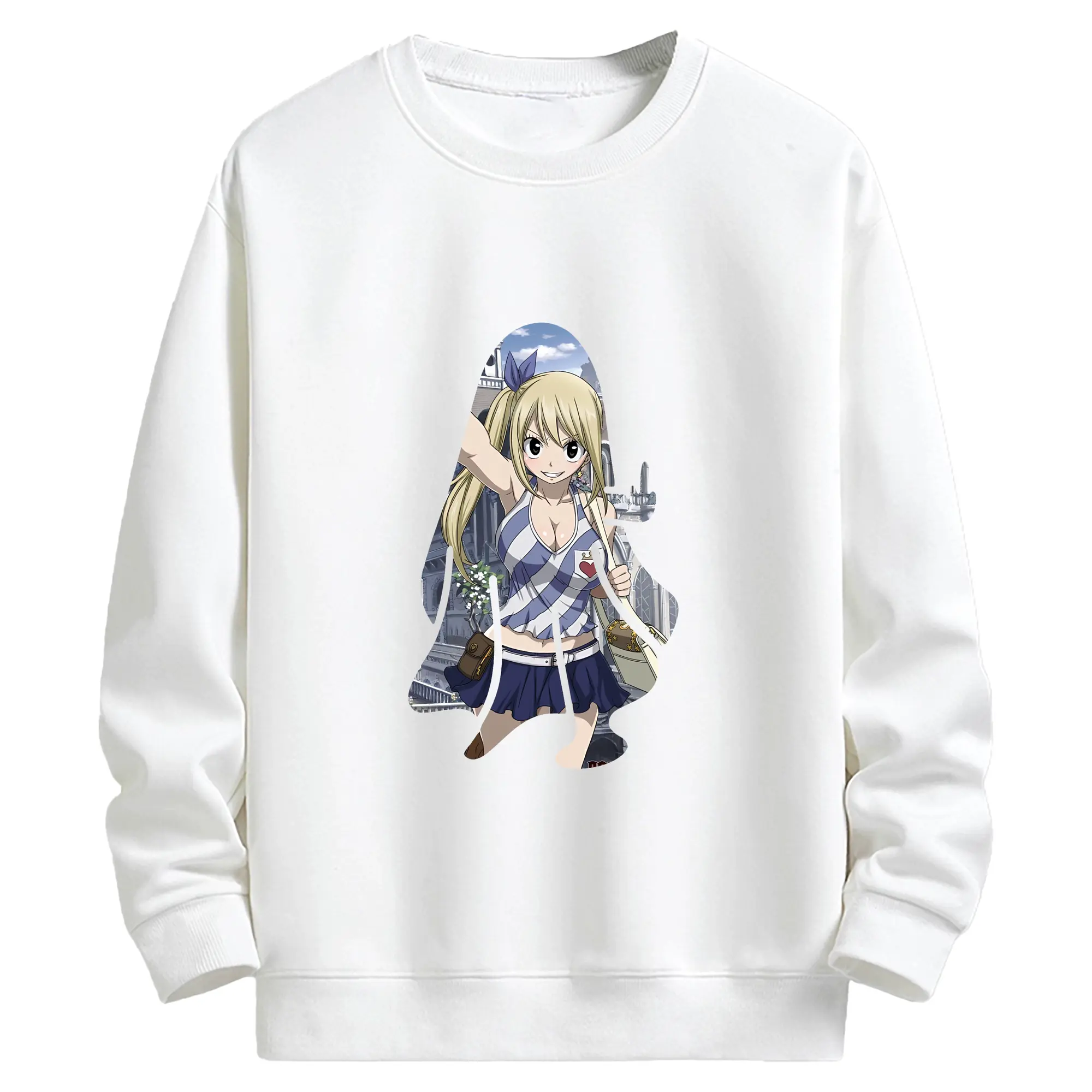 フェアリーテイル グッズ ルーシィ・ハートフィリア - キッズ クルーネックスウェットシャツ ・ フロントプリント ・ 綿80％ ポリエステル20％ ・ 快適 通学 スポーツ 日常使い お散歩用