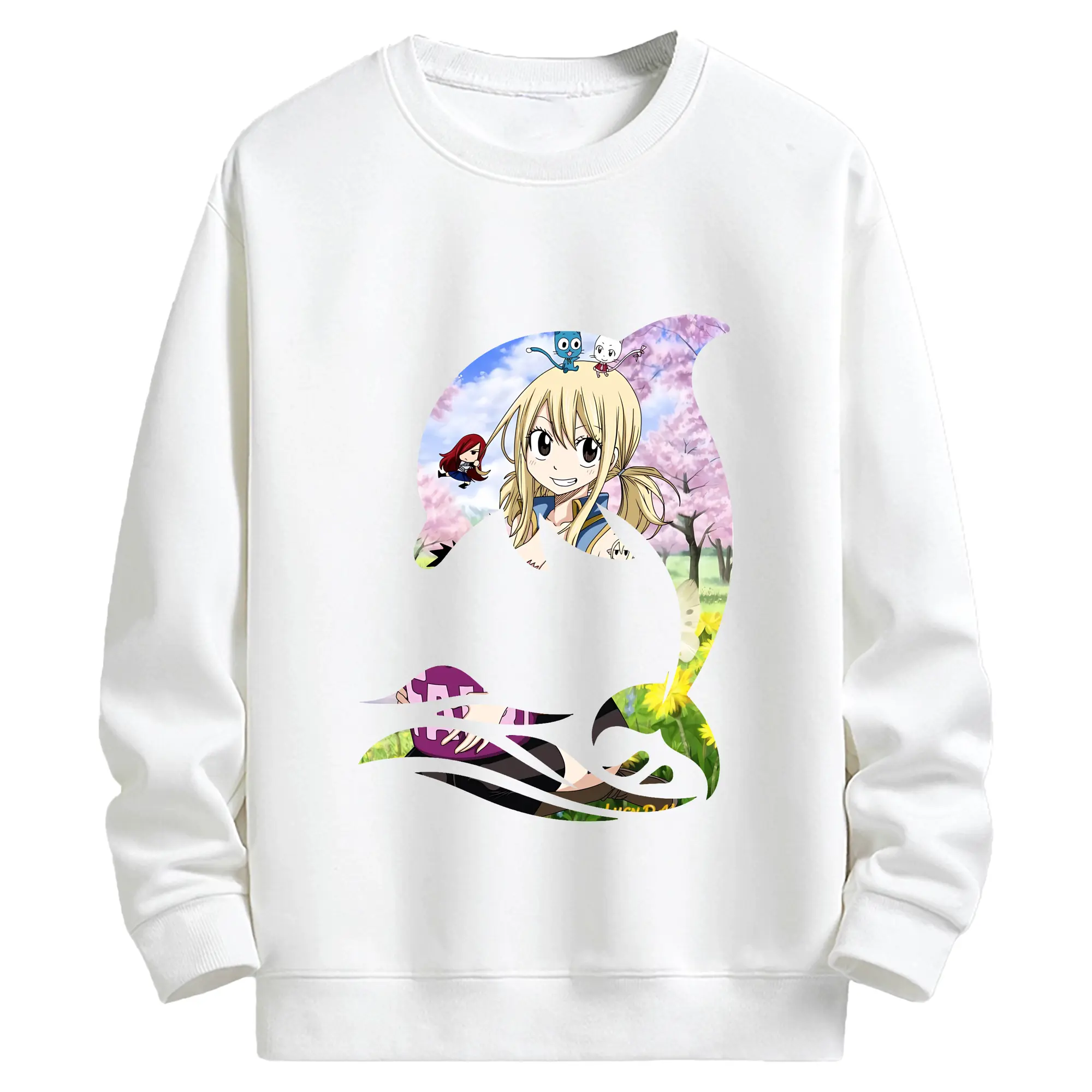 フェアリーテイル グッズ ルーシィ・ハートフィリア - キッズ クルーネックスウェットシャツ ・ フロントプリント ・ 綿80％ ポリエステル20％ ・ 快適 通学 スポーツ 日常使い お散歩用