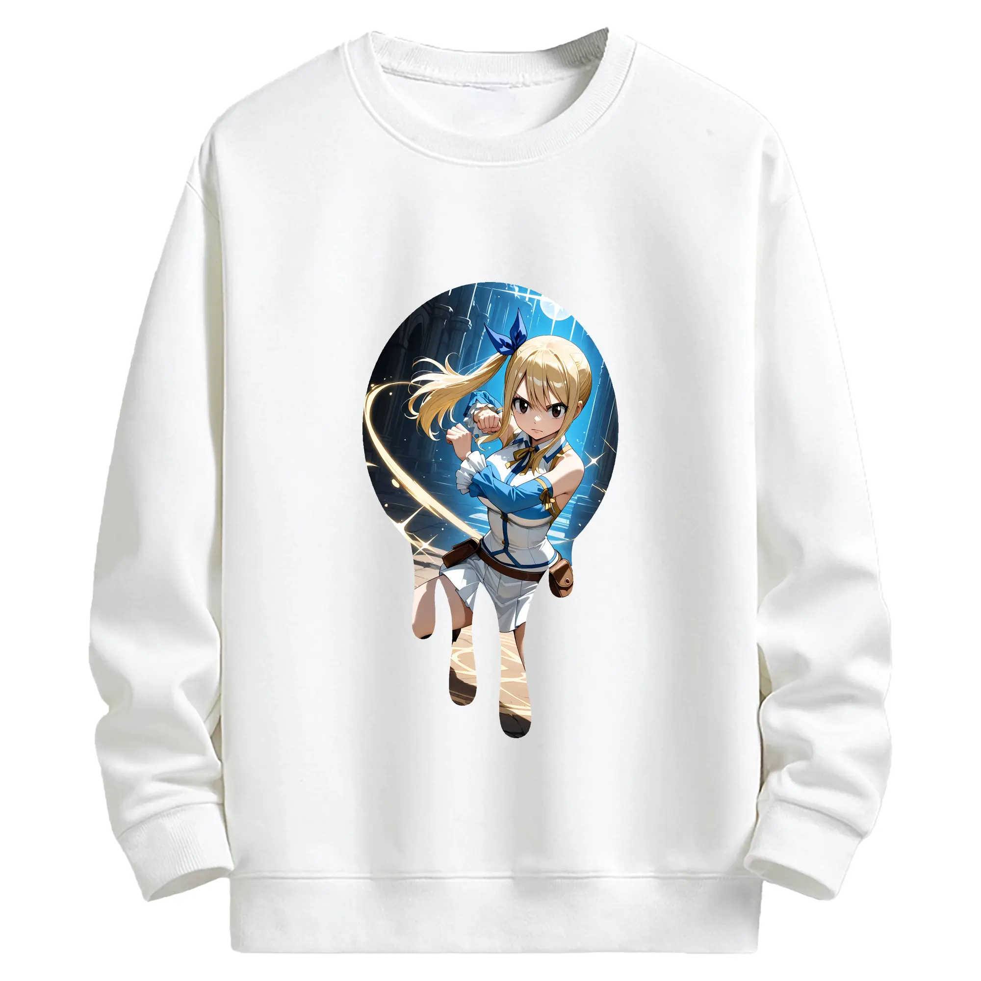 フェアリーテイル グッズ ルーシィ・ハートフィリア - キッズ クルーネックスウェットシャツ ・ フロントプリント ・ 綿80％ ポリエステル20％ ・ 快適 通学 スポーツ 日常使い お散歩用