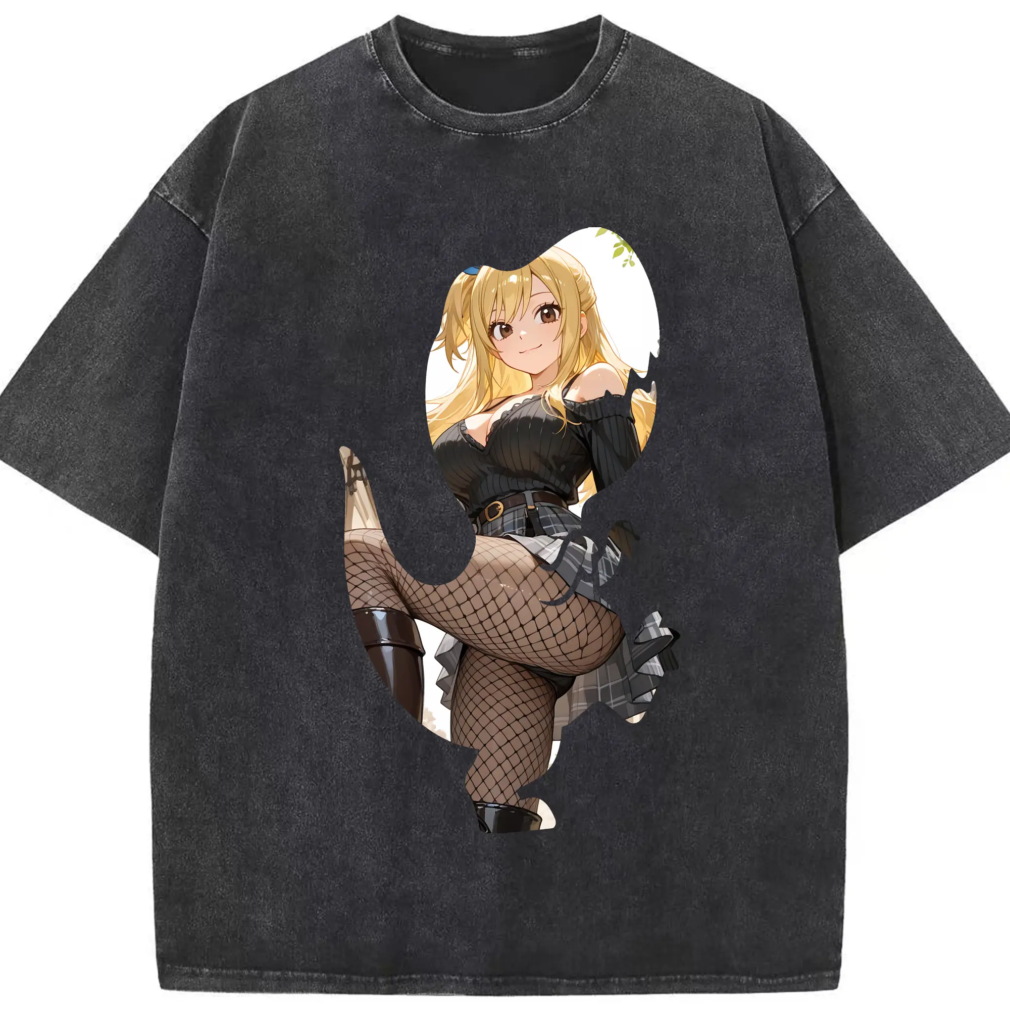 フェアリーテイル グッズ ルーシィ・ハートフィリア - 綿100％ ヴィンテージ風 半袖Tシャツ ・ フロントプリント ・ 柔らか肌触り ・ 通気性 快適 ・ スポーツ カジュアル 外出用