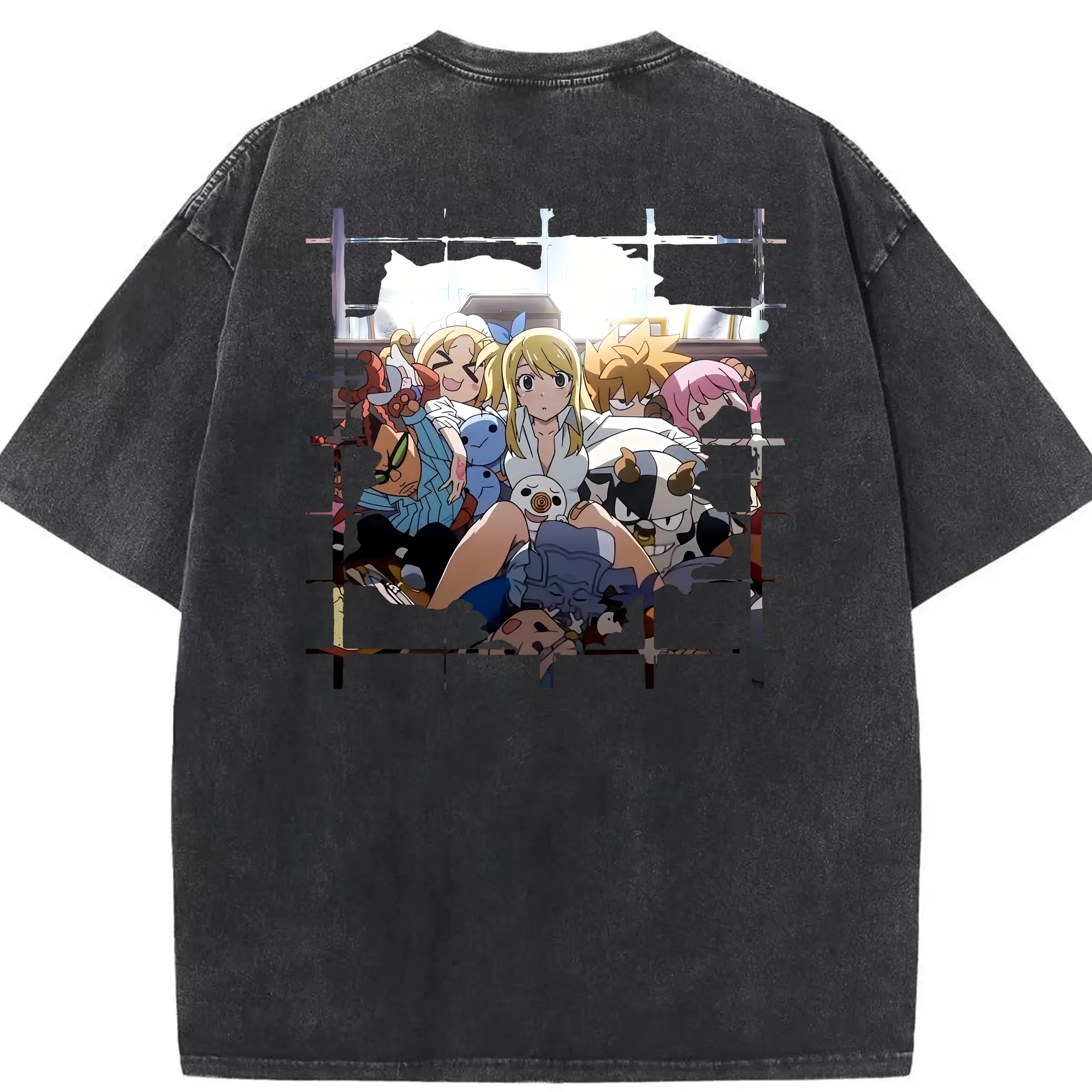 フェアリーテイル グッズ ルーシィ・ハートフィリア - 綿100％ ヴィンテージ風 半袖Tシャツ ・ 背面プリント ・ 柔らか肌触り ・ 通気性 快適 ・ スポーツ カジュアル 外出用