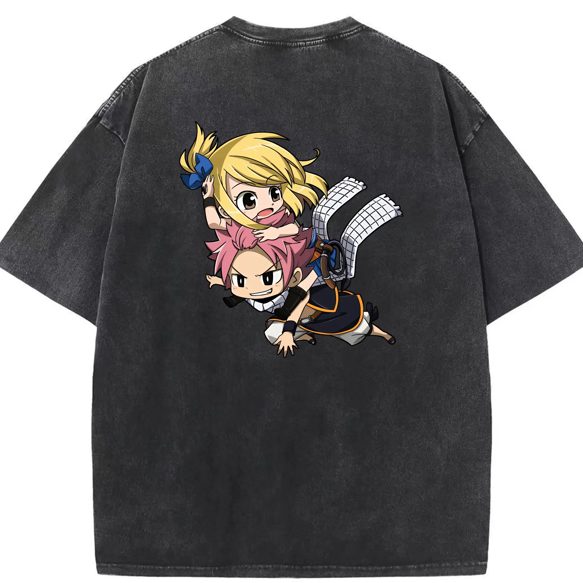 フェアリーテイル グッズ ルーシィ・ハートフィリア - 綿100％ ヴィンテージ風 半袖Tシャツ ・ 背面プリント ・ 柔らか肌触り ・ 通気性 快適 ・ スポーツ カジュアル 外出用