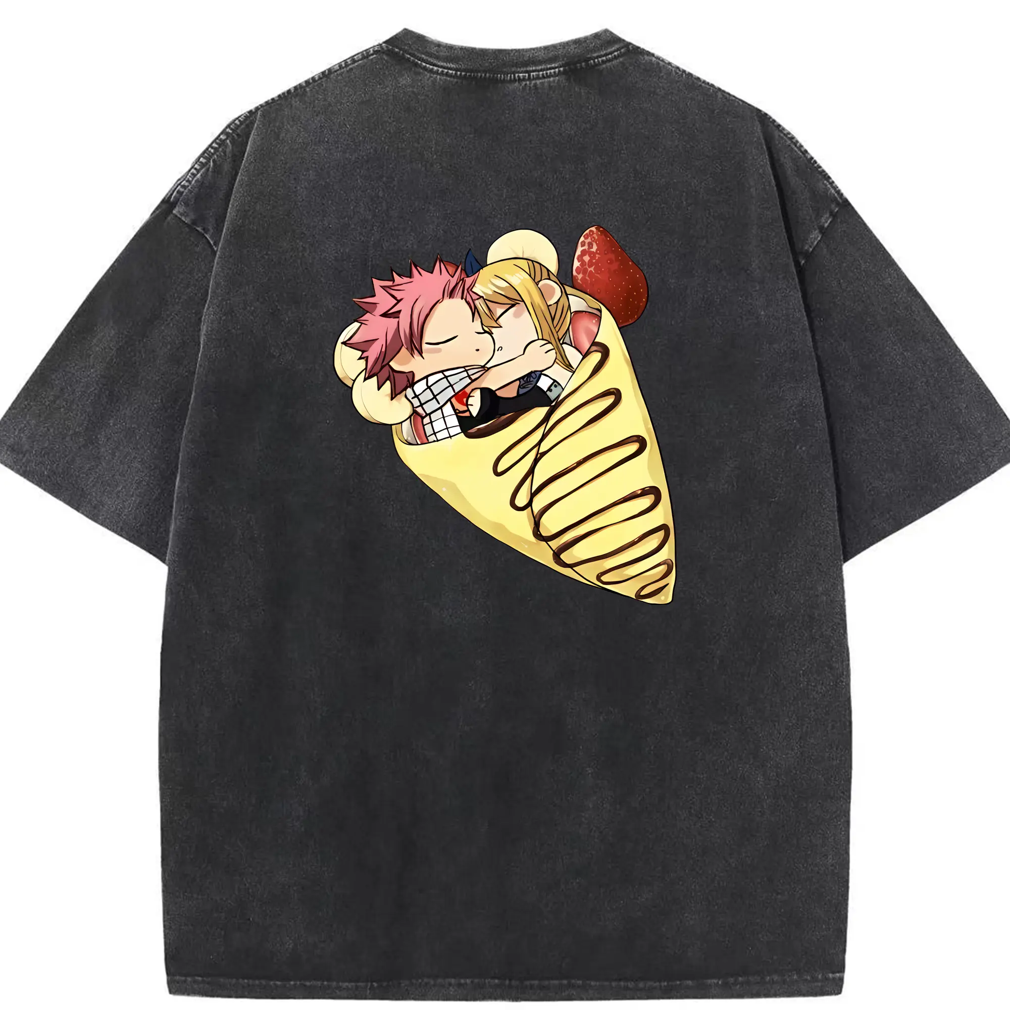 フェアリーテイル グッズ ルーシィ・ハートフィリア - 綿100％ ヴィンテージ風 半袖Tシャツ ・ 背面プリント ・ 柔らか肌触り ・ 通気性 快適 ・ スポーツ カジュアル 外出用