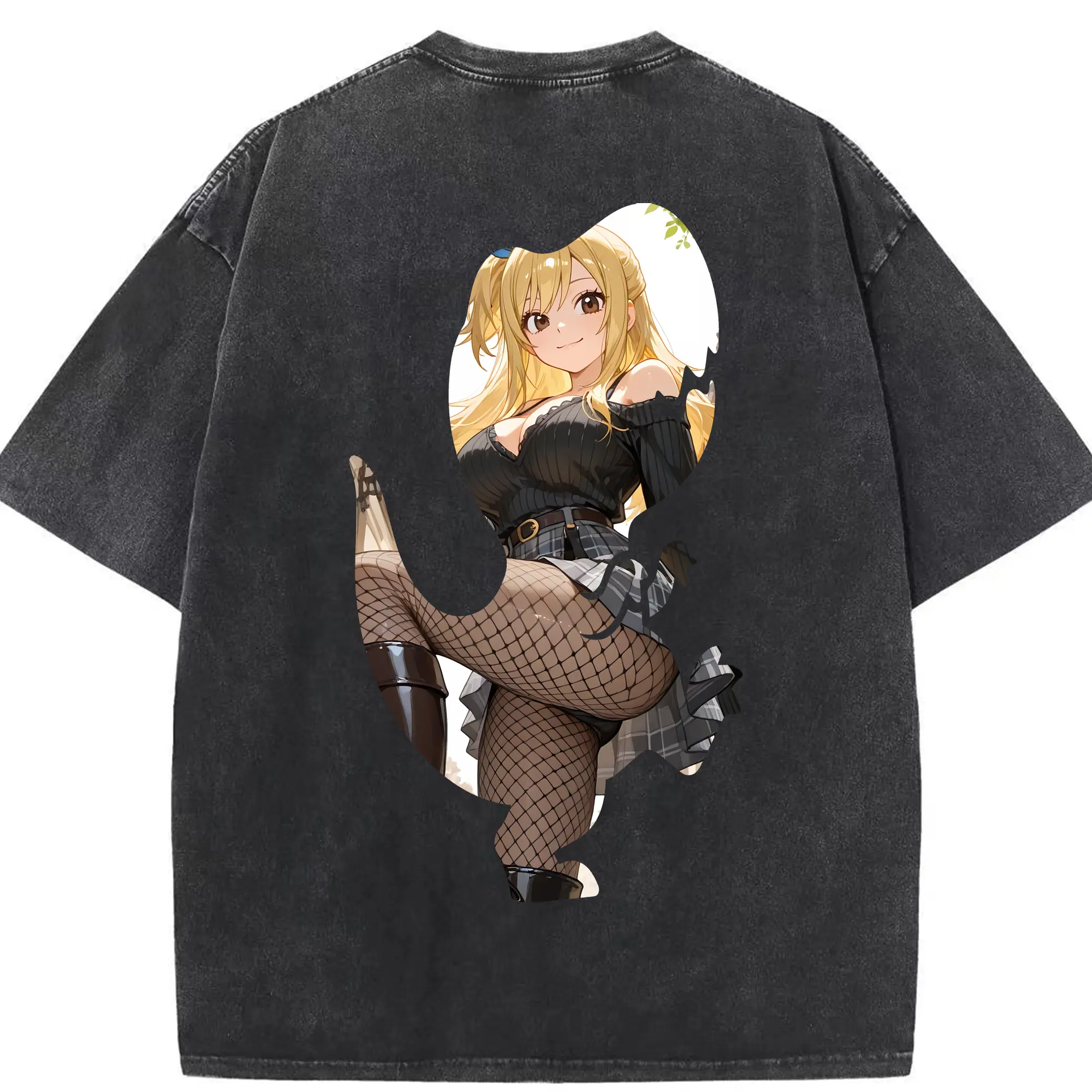 フェアリーテイル グッズ ルーシィ・ハートフィリア - 綿100％ ヴィンテージ風 半袖Tシャツ ・ 背面プリント ・ 柔らか肌触り ・ 通気性 快適 ・ スポーツ カジュアル 外出用