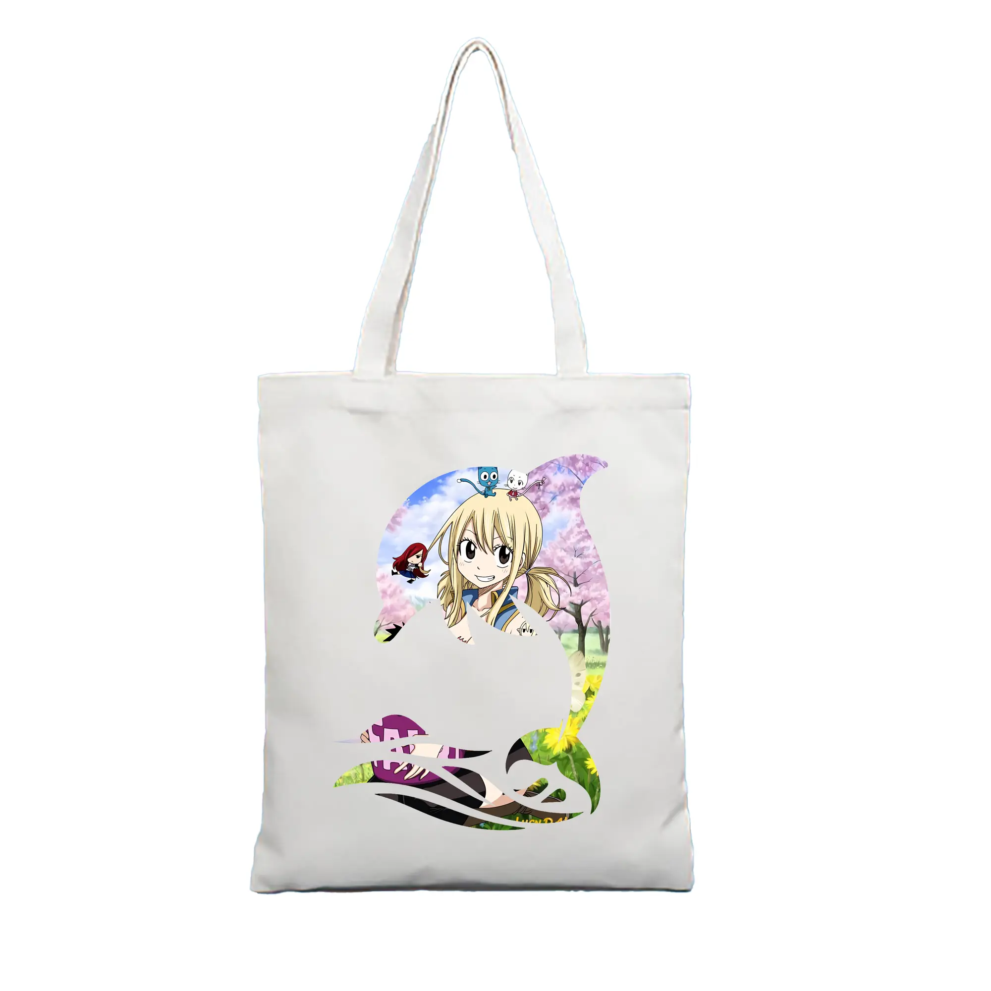 フェアリーテイル グッズ ルーシィ・ハートフィリア - 縦型キャンバス手提げバッグ（トートバッグ） ・ キャンバス素材 ・ ショッピング用 ・ 軽量 丈夫 お手入れ簡単