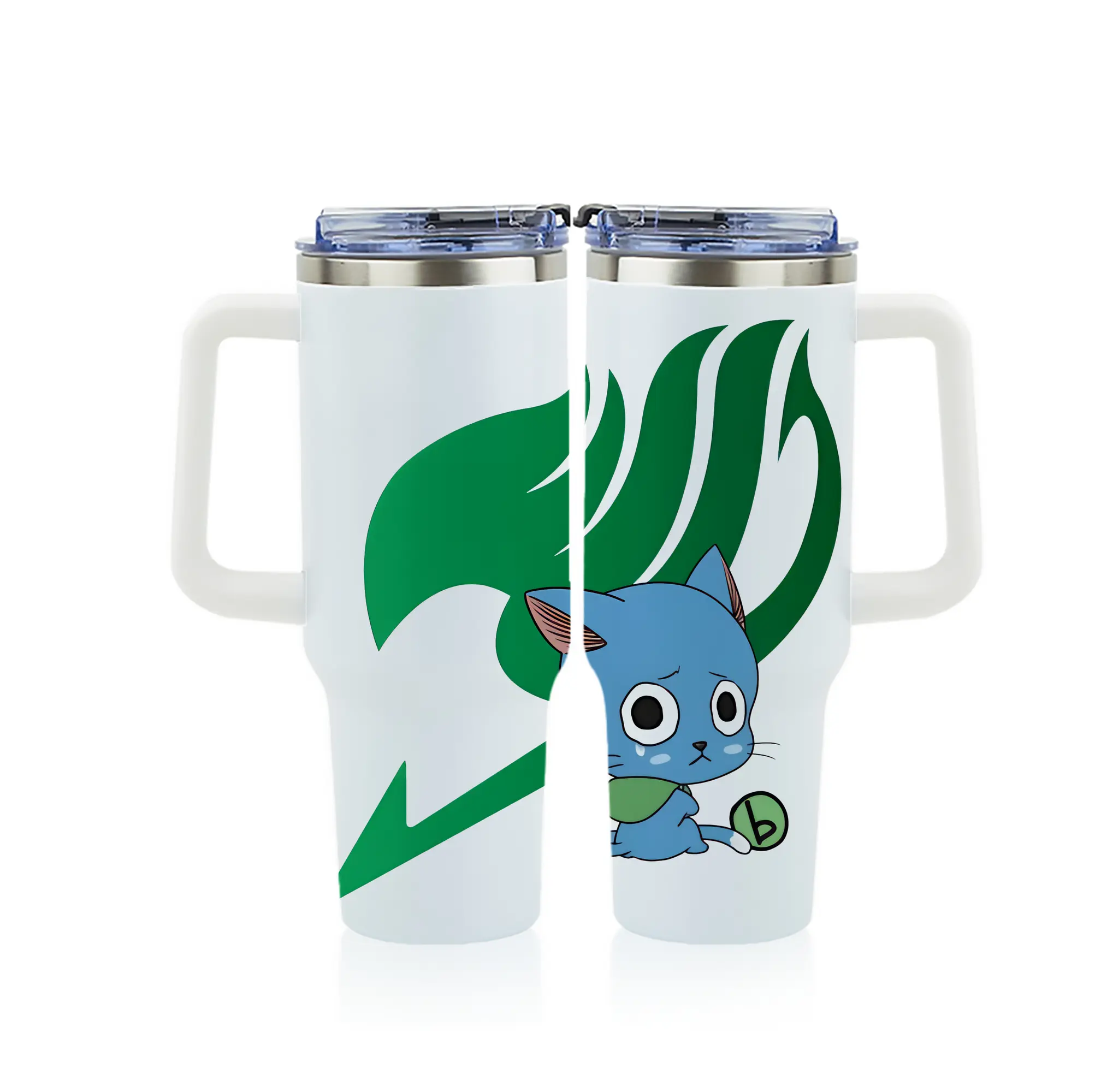 フェアリーテイル グッズ ハッピー - 1200mL フルプリント車用タンブラー ・ 304ステンレス 内側 ・ 201ステンレス 外側 ・ 保温 保冷 ・ 通勤 ドライブ アウトドア用