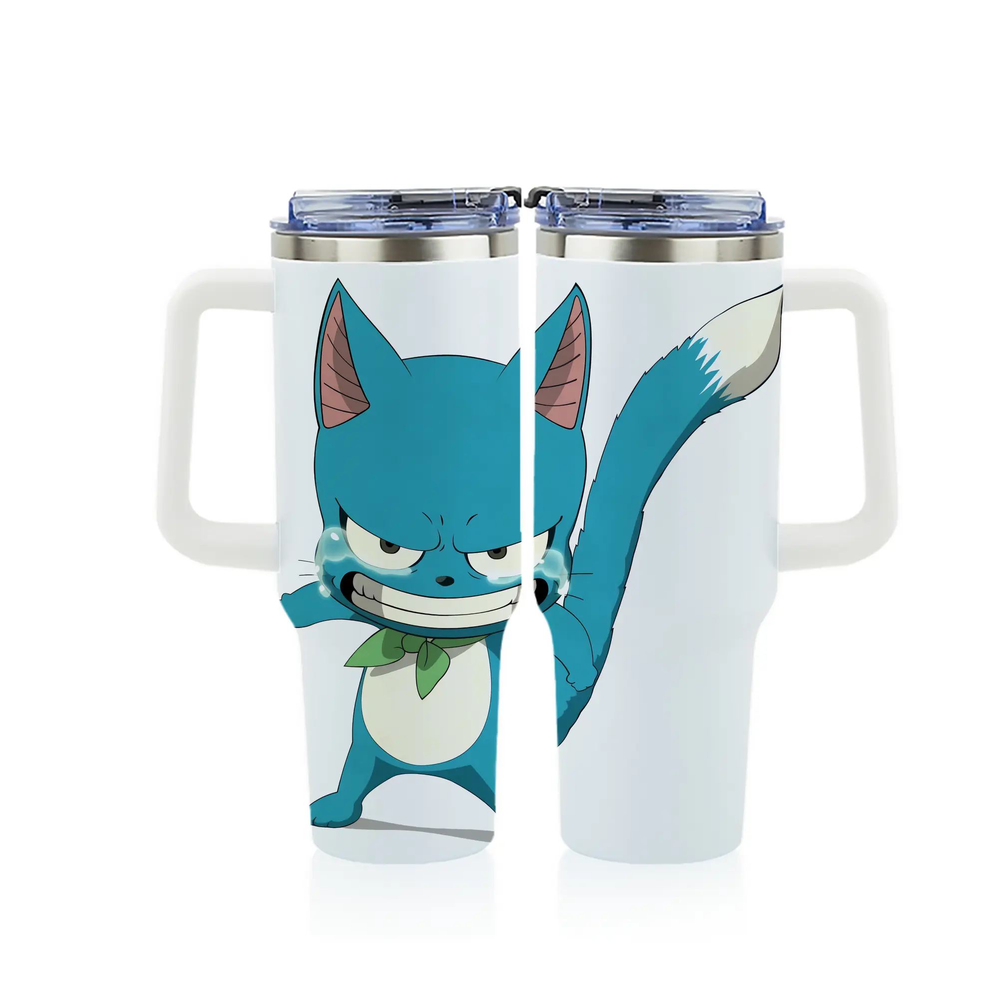 フェアリーテイル グッズ ハッピー - 1200mL フルプリント車用タンブラー ・ 304ステンレス 内側 ・ 201ステンレス 外側 ・ 保温 保冷 ・ 通勤 ドライブ アウトドア用