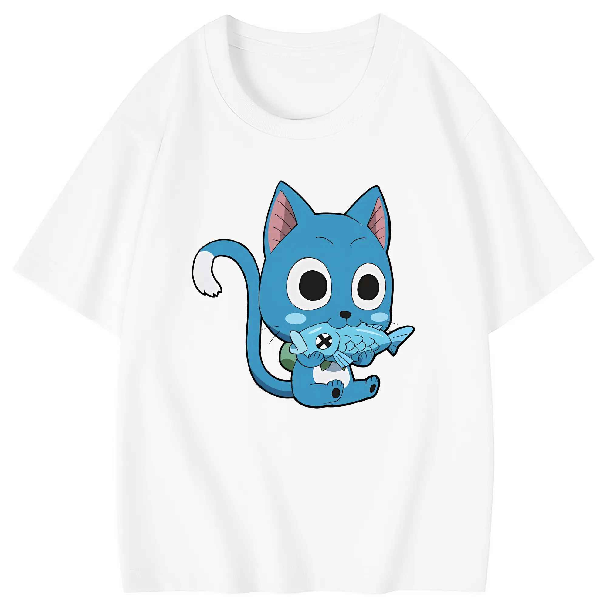 フェアリーテイル グッズ ハッピー - 綿100％ キッズTシャツ ・ フロントプリント ・ 快適 通気性 ・ スポーツ カジュアル 散歩用