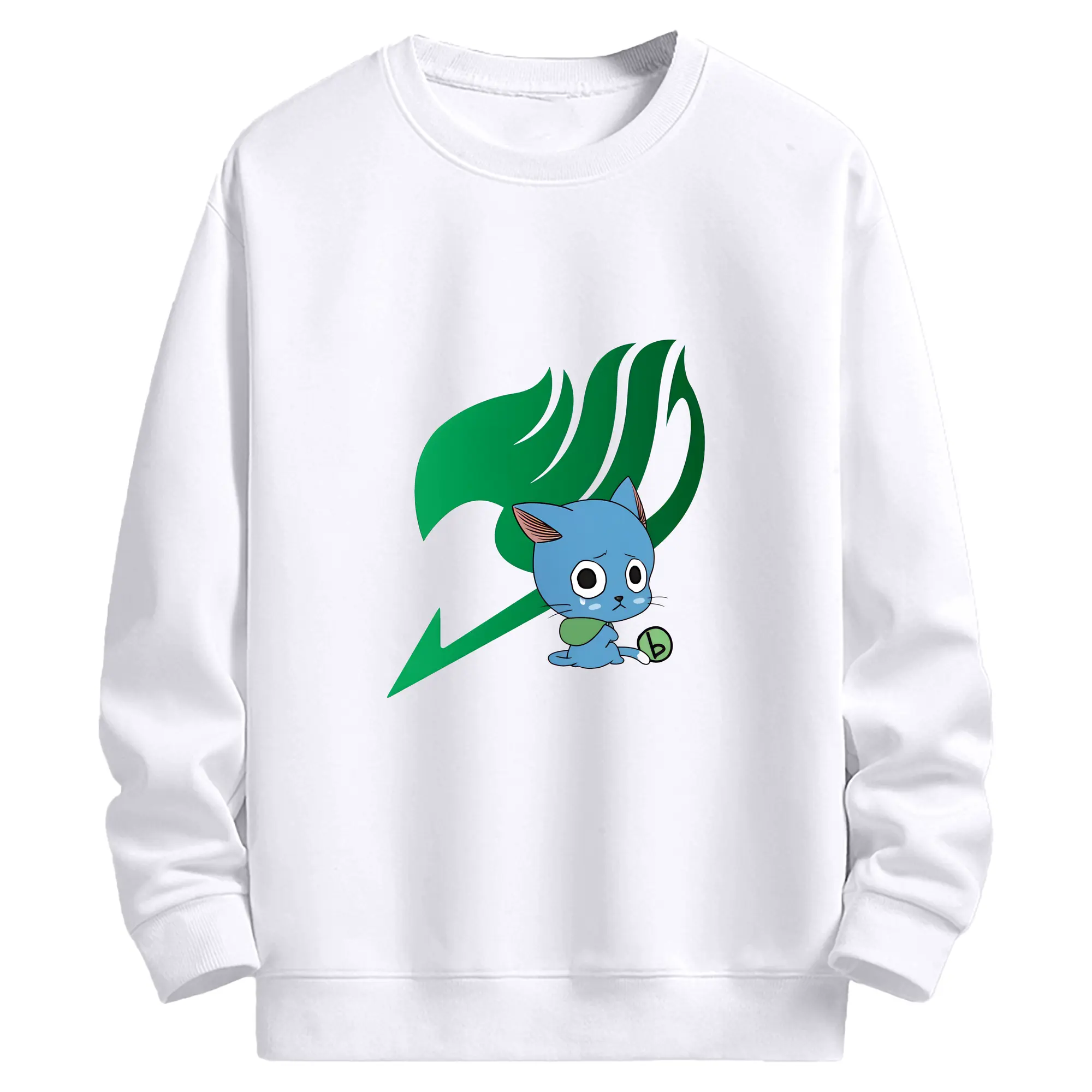 フェアリーテイル グッズ ハッピー - 高品質 クルーネック スウェット ・ コットン59％ ポリエステル41％ ・ ユニセックス 長袖 トレーナー ・ カジュアル デイリー スポーツ 散歩用