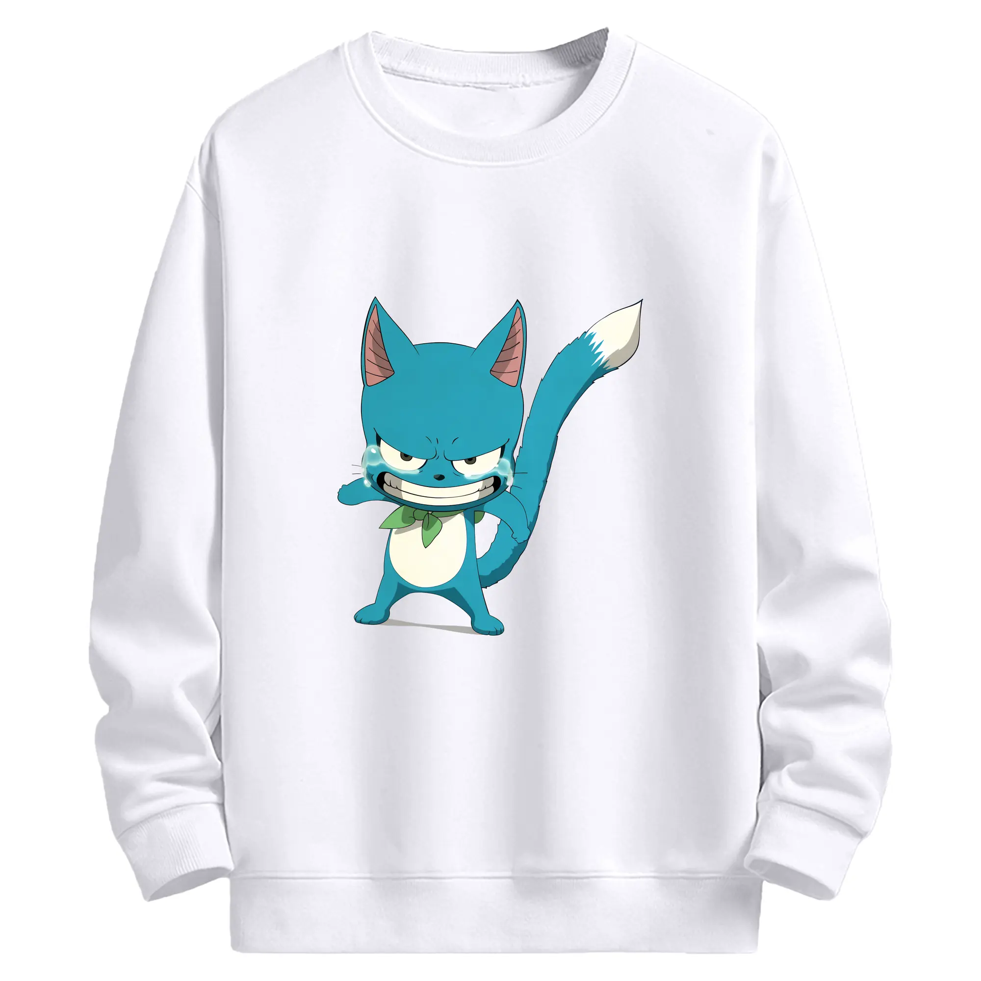 フェアリーテイル グッズ ハッピー - 高品質 クルーネック スウェット ・ コットン59％ ポリエステル41％ ・ ユニセックス 長袖 トレーナー ・ カジュアル デイリー スポーツ 散歩用