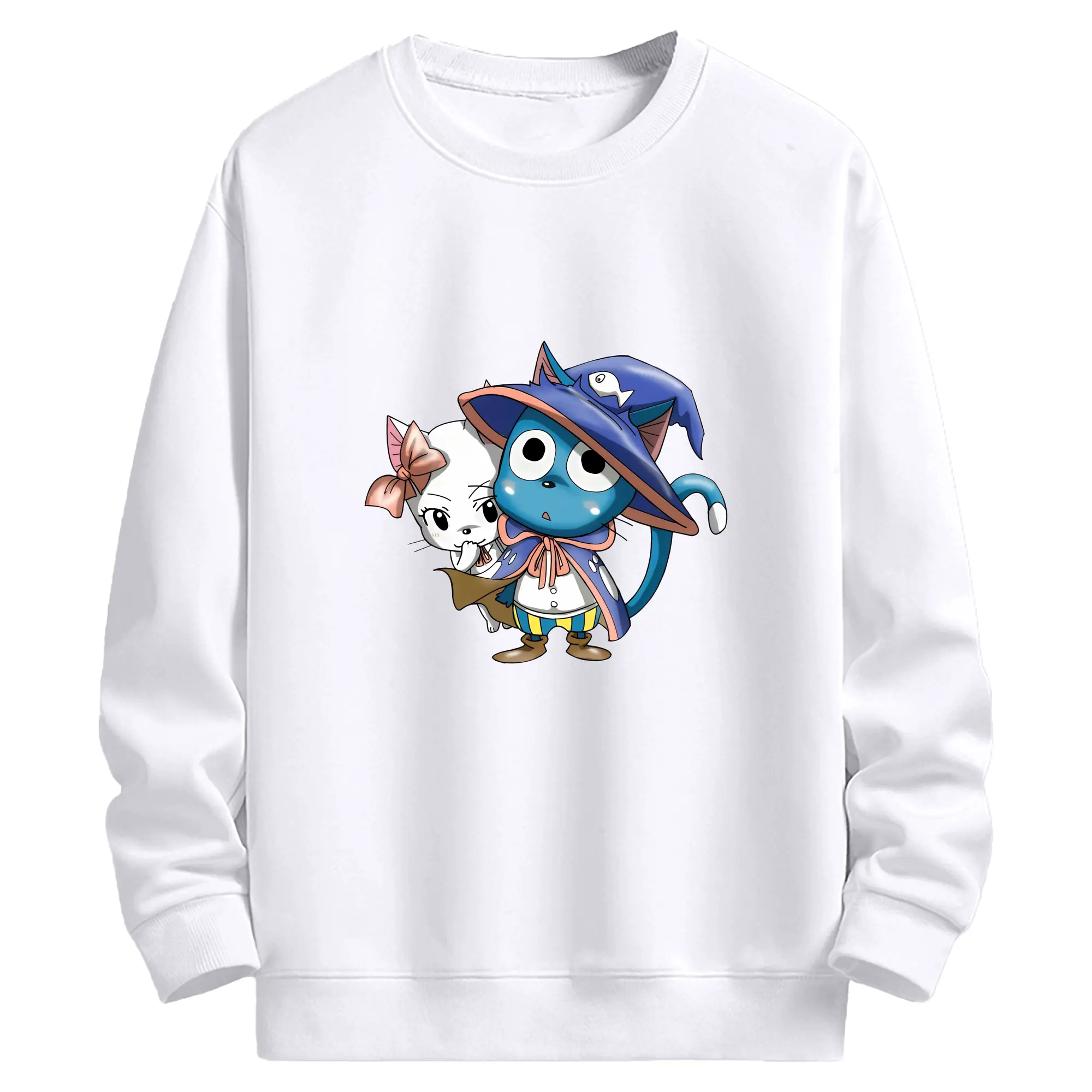 フェアリーテイル グッズ ハッピー - 高品質 クルーネック スウェット ・ コットン59％ ポリエステル41％ ・ ユニセックス 長袖 トレーナー ・ カジュアル デイリー スポーツ 散歩用