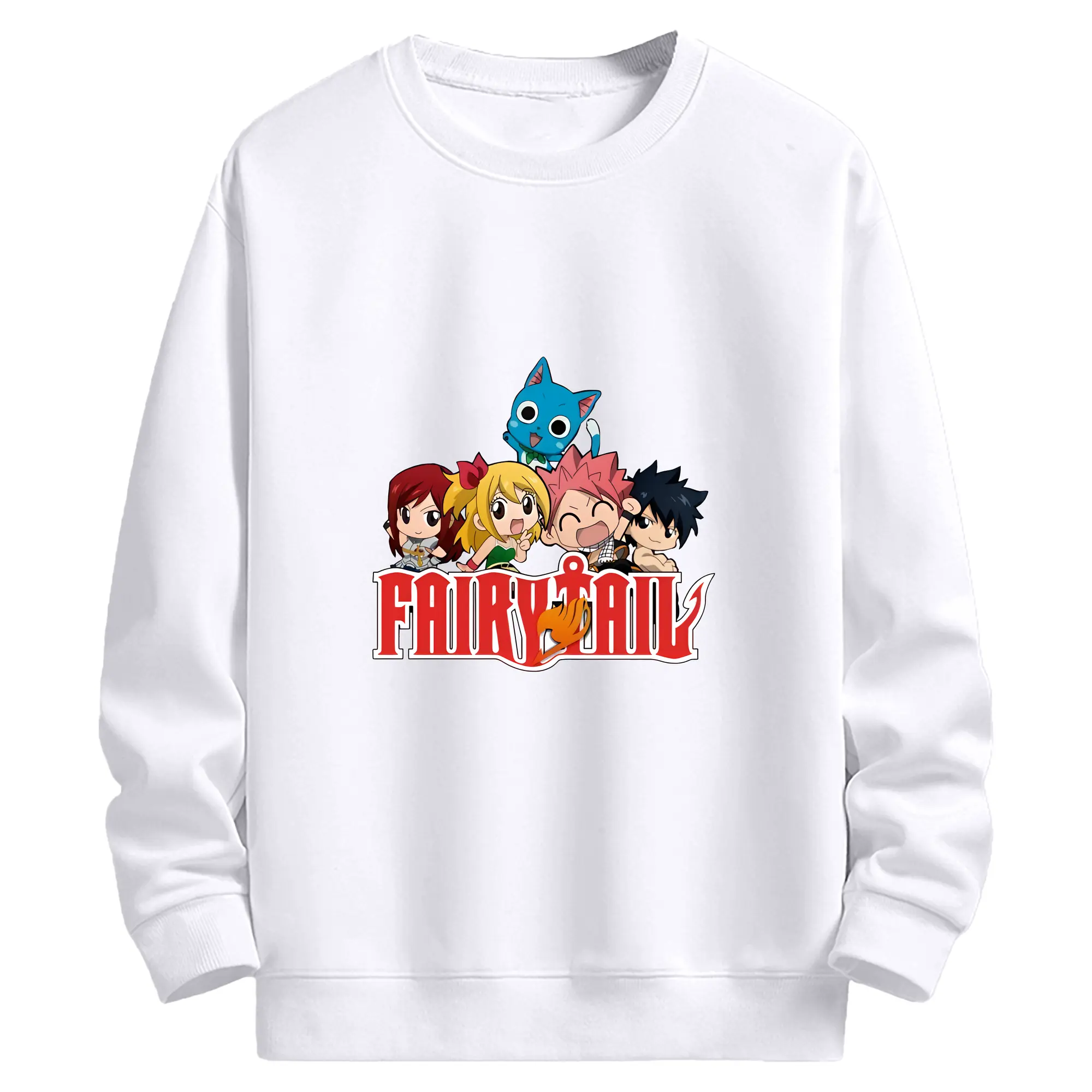 フェアリーテイル グッズ ハッピー - 高品質 クルーネック スウェット ・ コットン59％ ポリエステル41％ ・ ユニセックス 長袖 トレーナー ・ カジュアル デイリー スポーツ 散歩用