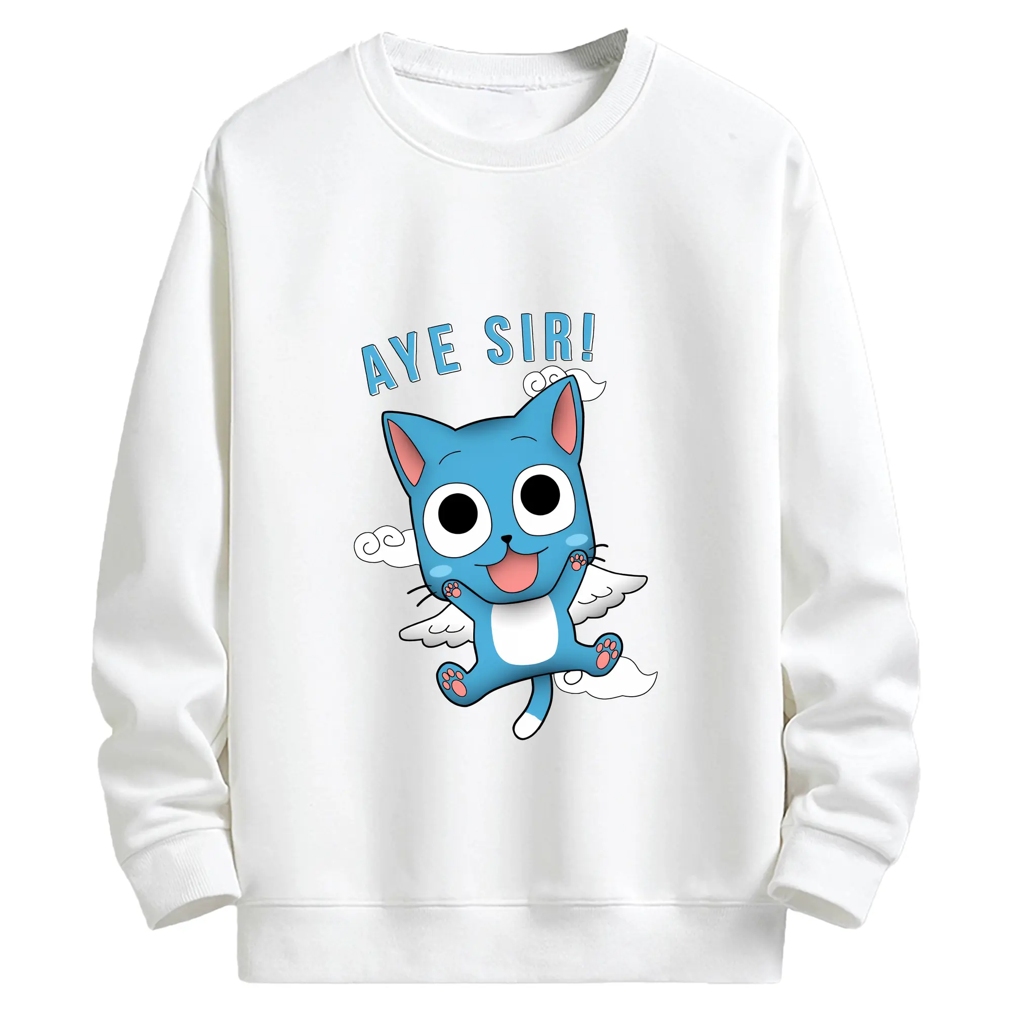 フェアリーテイル グッズ ハッピー - キッズ クルーネックスウェットシャツ ・ フロントプリント ・ 綿80％ ポリエステル20％ ・ 快適 通学 スポーツ 日常使い お散歩用