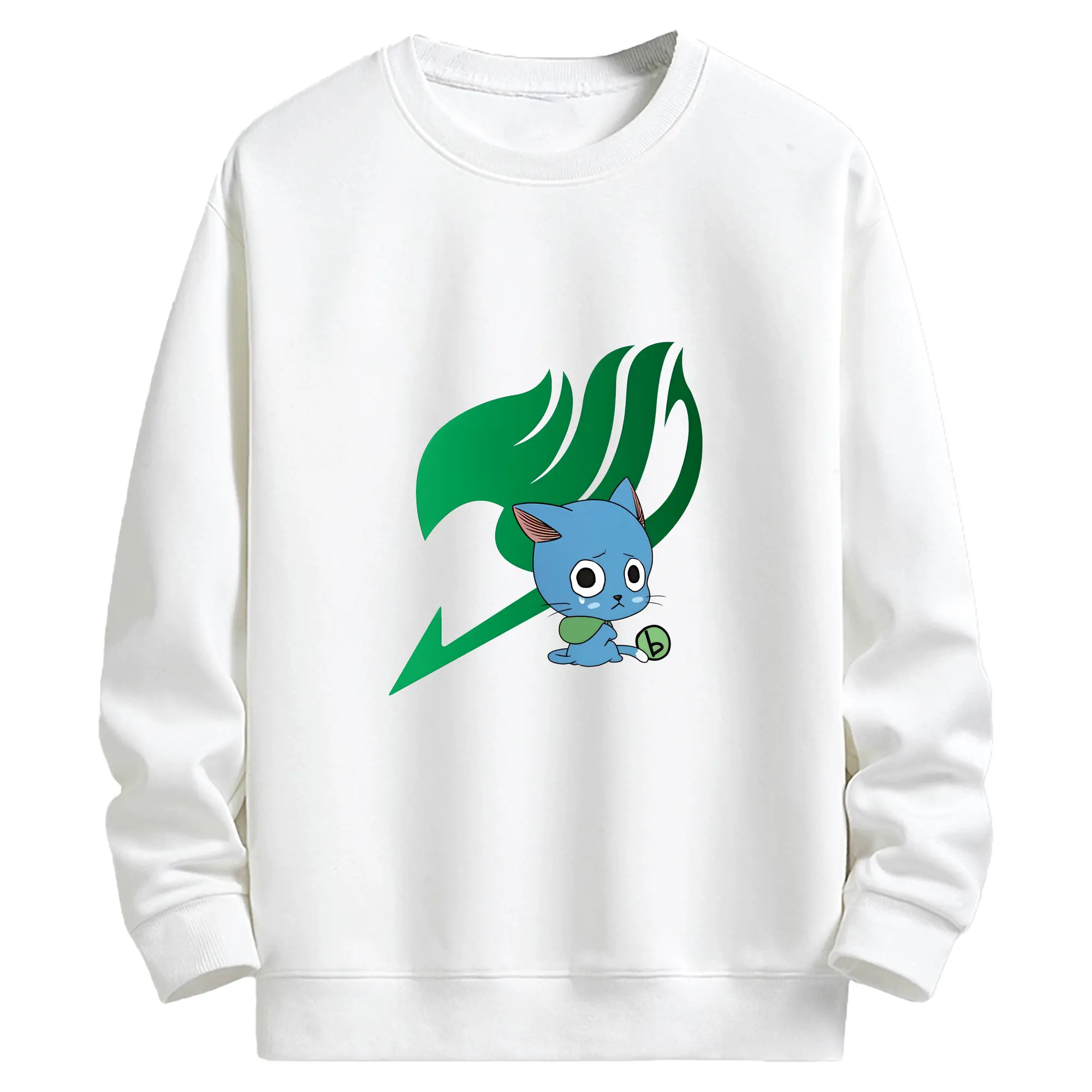 フェアリーテイル グッズ ハッピー - キッズ クルーネックスウェットシャツ ・ フロントプリント ・ 綿80％ ポリエステル20％ ・ 快適 通学 スポーツ 日常使い お散歩用