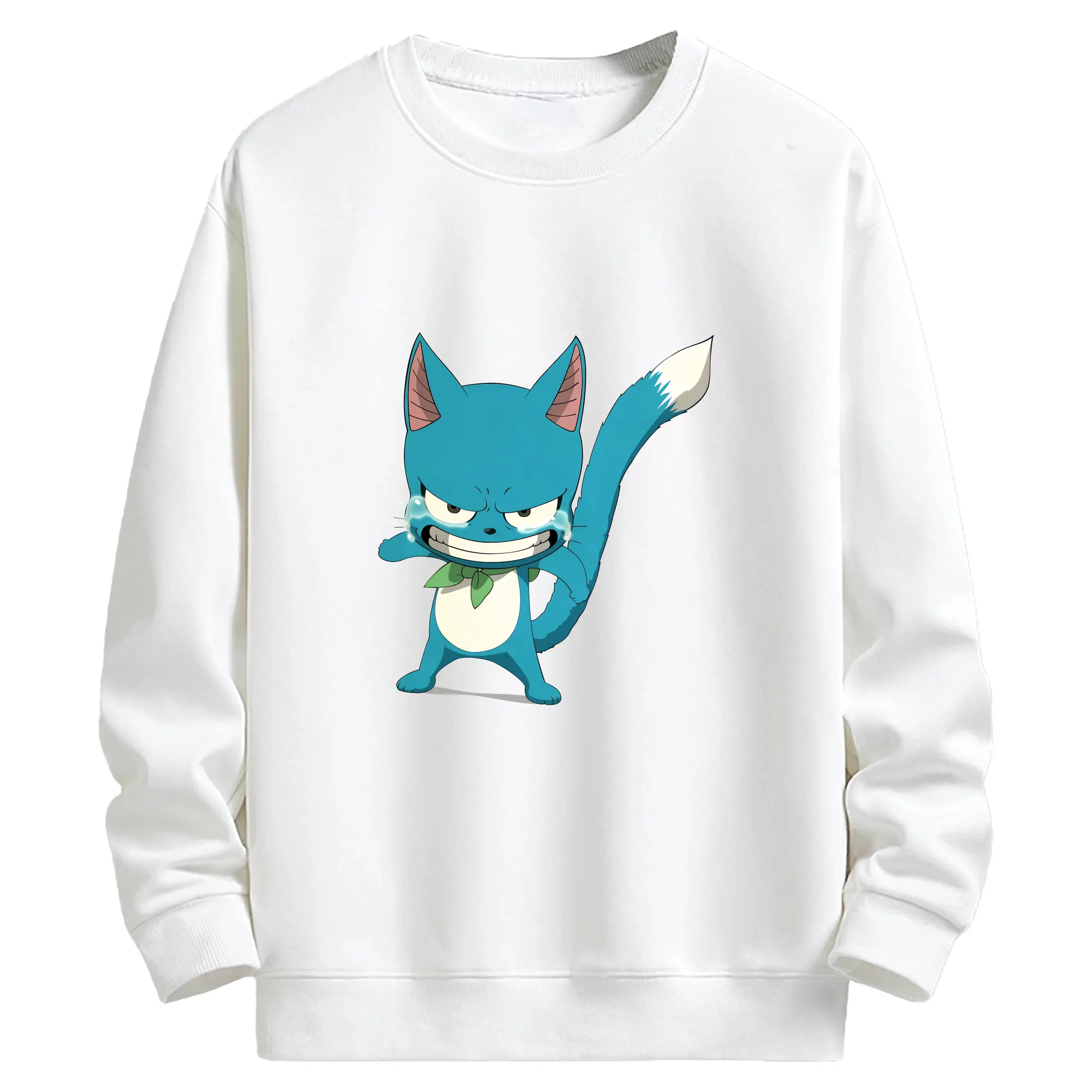 フェアリーテイル グッズ ハッピー - キッズ クルーネックスウェットシャツ ・ フロントプリント ・ 綿80％ ポリエステル20％ ・ 快適 通学 スポーツ 日常使い お散歩用