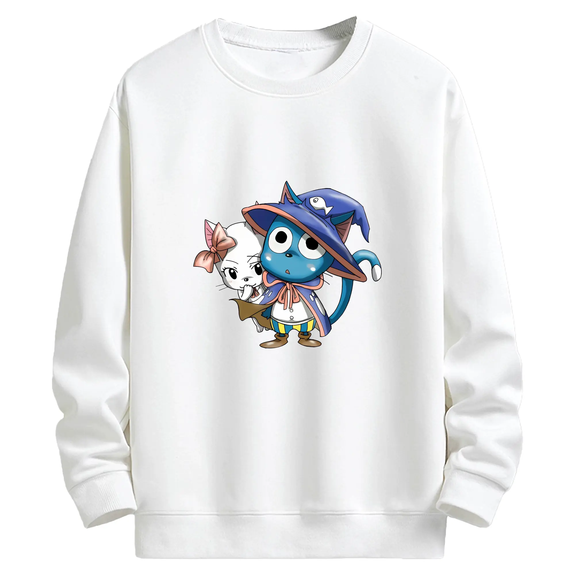 フェアリーテイル グッズ ハッピー - キッズ クルーネックスウェットシャツ ・ フロントプリント ・ 綿80％ ポリエステル20％ ・ 快適 通学 スポーツ 日常使い お散歩用