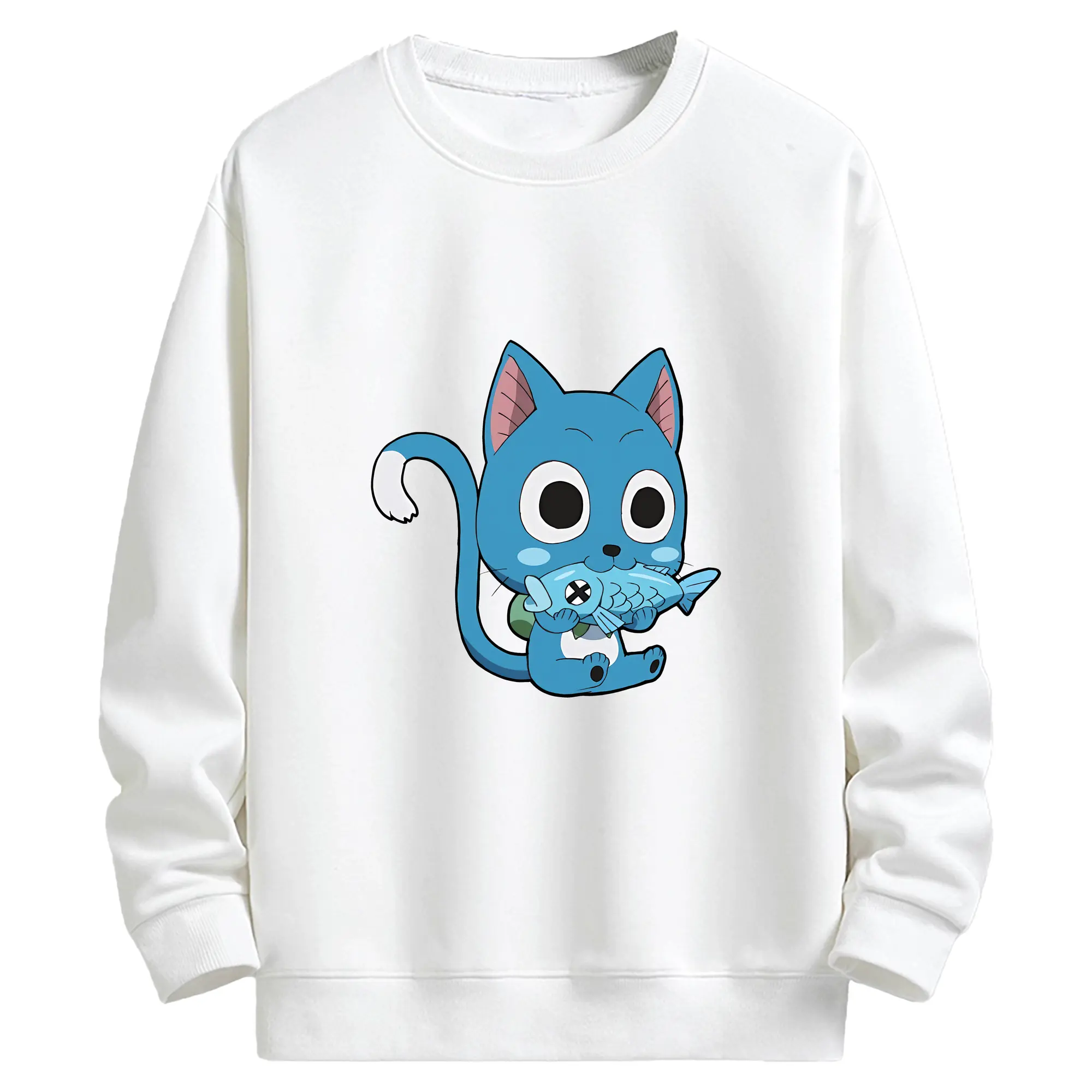 フェアリーテイル グッズ ハッピー - キッズ クルーネックスウェットシャツ ・ フロントプリント ・ 綿80％ ポリエステル20％ ・ 快適 通学 スポーツ 日常使い お散歩用