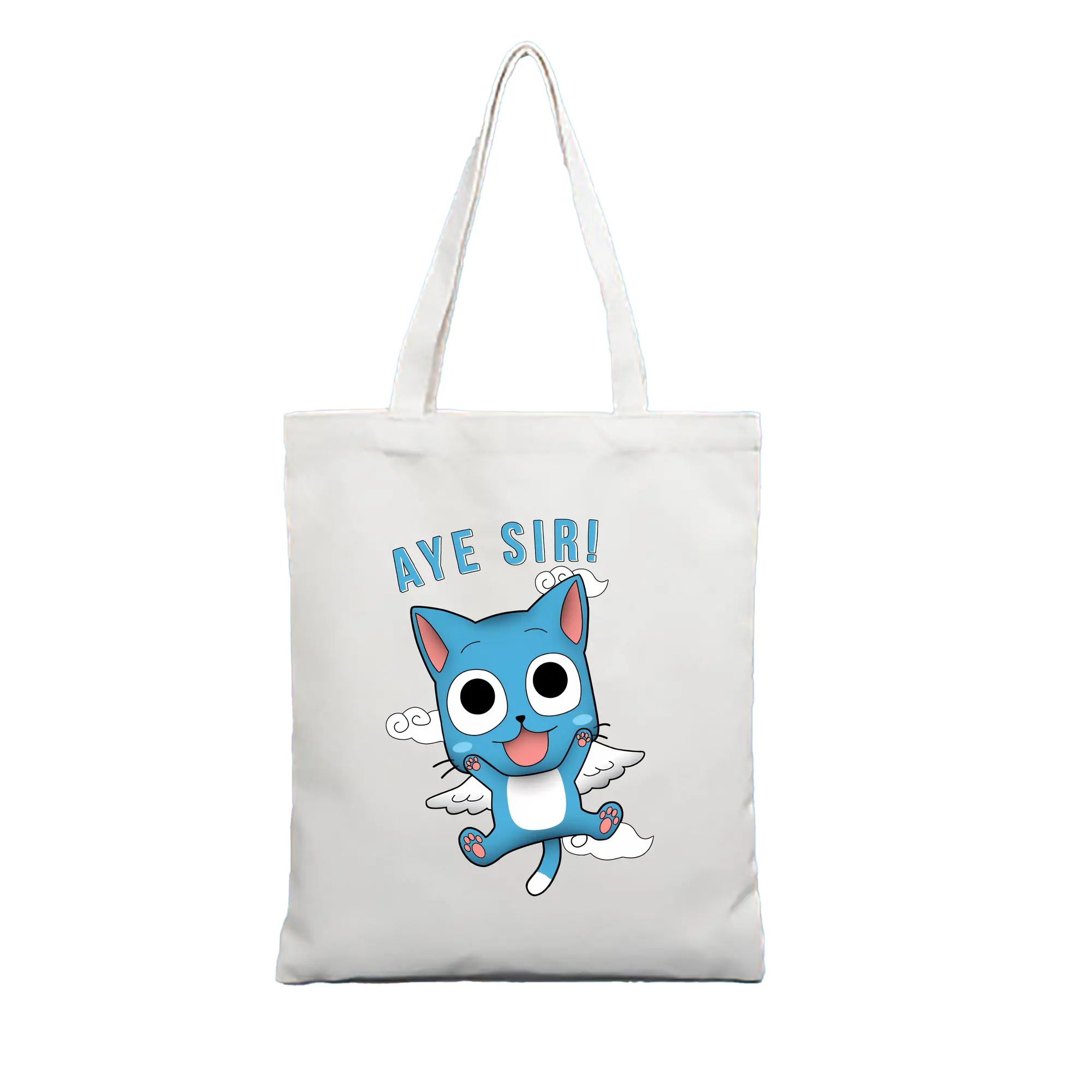 フェアリーテイル グッズ ハッピー - 縦型キャンバス手提げバッグ（トートバッグ） ・ キャンバス素材 ・ ショッピング用 ・ 軽量 丈夫 お手入れ簡単