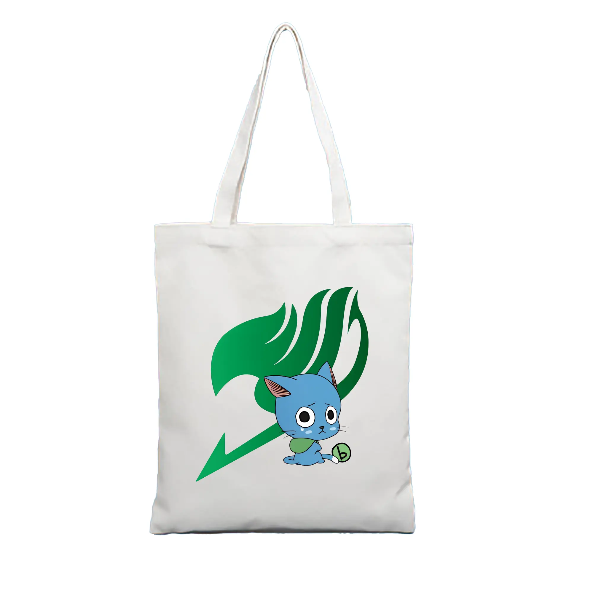 フェアリーテイル グッズ ハッピー - 縦型キャンバス手提げバッグ（トートバッグ） ・ キャンバス素材 ・ ショッピング用 ・ 軽量 丈夫 お手入れ簡単