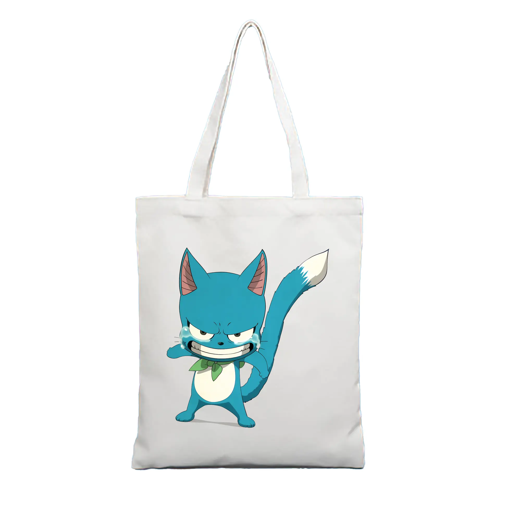 フェアリーテイル グッズ ハッピー - 縦型キャンバス手提げバッグ（トートバッグ） ・ キャンバス素材 ・ ショッピング用 ・ 軽量 丈夫 お手入れ簡単