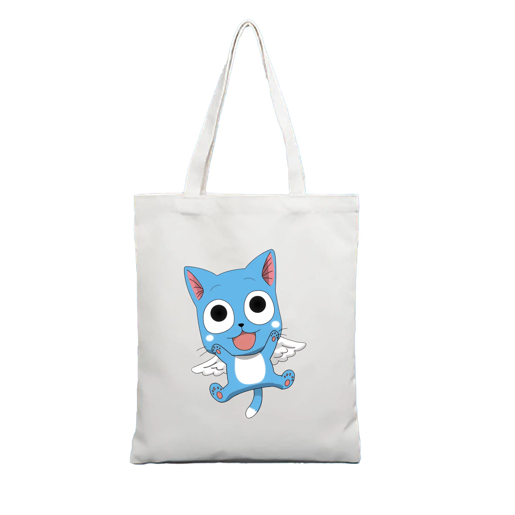 フェアリーテイル グッズ ハッピー - 縦型キャンバス手提げバッグ（トートバッグ） ・ キャンバス素材 ・ ショッピング用 ・ 軽量 丈夫 お手入れ簡単