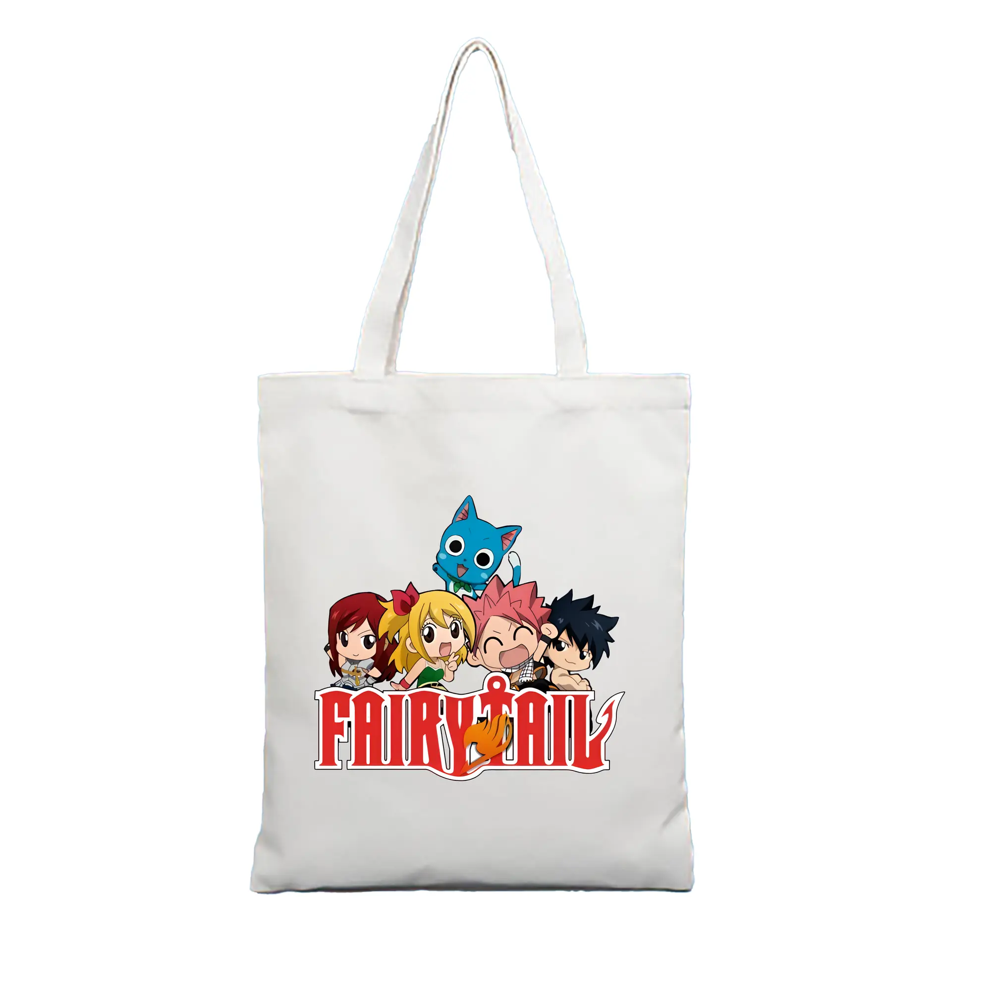フェアリーテイル グッズ ハッピー - 縦型キャンバス手提げバッグ（トートバッグ） ・ キャンバス素材 ・ ショッピング用 ・ 軽量 丈夫 お手入れ簡単