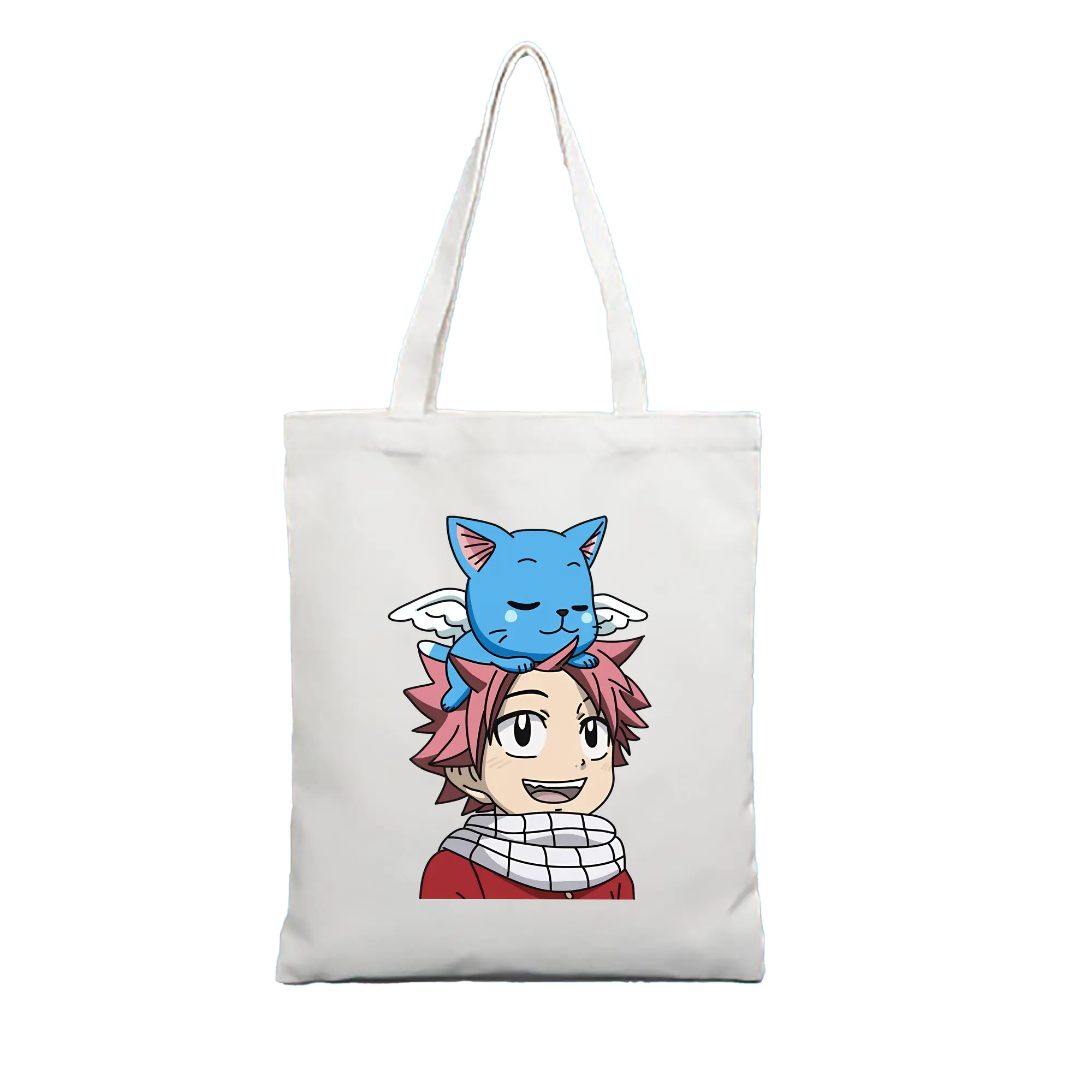 フェアリーテイル グッズ ハッピー - 縦型キャンバス手提げバッグ（トートバッグ） ・ キャンバス素材 ・ ショッピング用 ・ 軽量 丈夫 お手入れ簡単