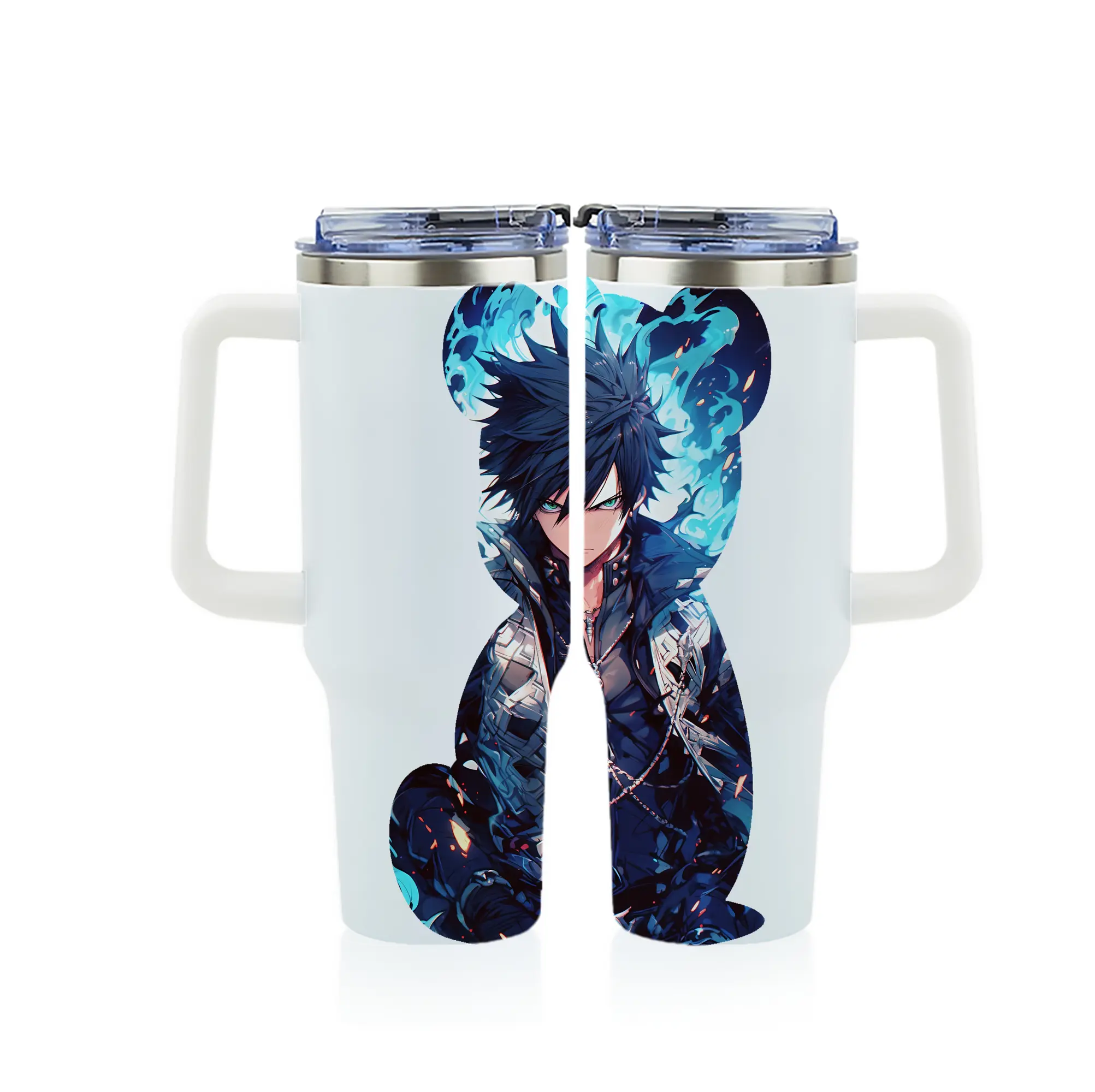 フェアリーテイル グッズ グレイ・フルバスター - 1200mL フルプリント車用タンブラー ・ 304ステンレス 内側 ・ 201ステンレス 外側 ・ 保温 保冷 ・ 通勤 ドライブ アウトドア用