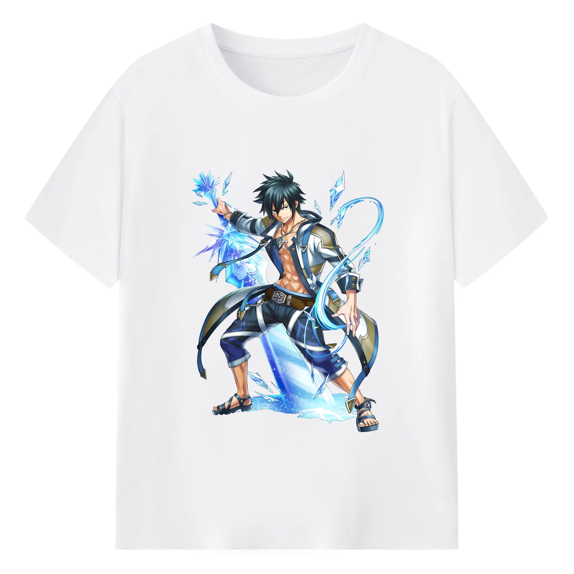 フェアリーテイル グッズ グレイ・フルバスター - 綿100％ 半袖Tシャツ ・ フロントプリント ・ 快適 通気性 ・ 日常使い 散歩 スポーツ用