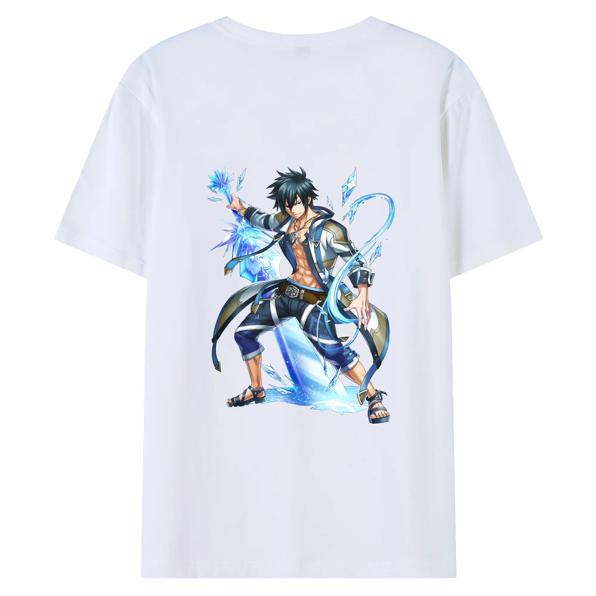 フェアリーテイル グッズ グレイ・フルバスター - 綿100％ 半袖Tシャツ ・ バックプリント ・ 快適 通気性 ・ 日常使い 散歩 スポーツ用