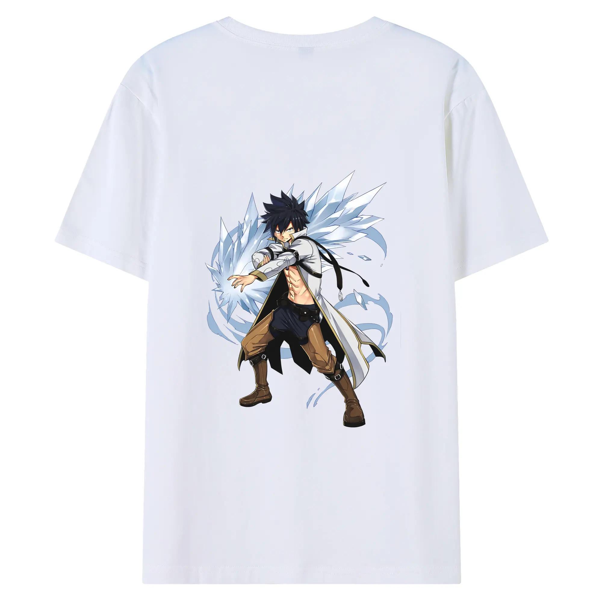 フェアリーテイル グッズ グレイ・フルバスター - 綿100％ 半袖Tシャツ ・ バックプリント ・ 快適 通気性 ・ 日常使い 散歩 スポーツ用