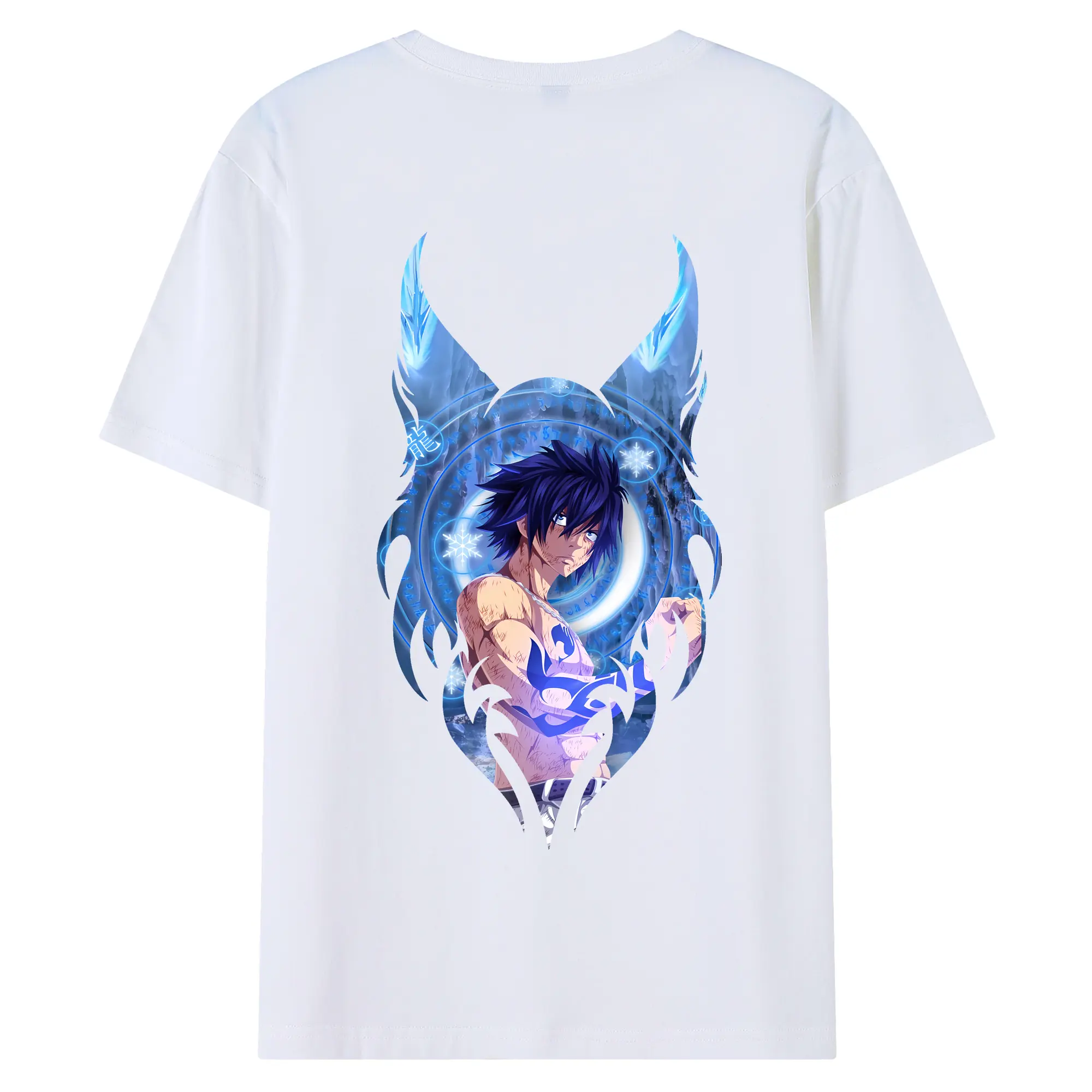 フェアリーテイル グッズ グレイ・フルバスター - 綿100％ 半袖Tシャツ ・ バックプリント ・ 快適 通気性 ・ 日常使い 散歩 スポーツ用