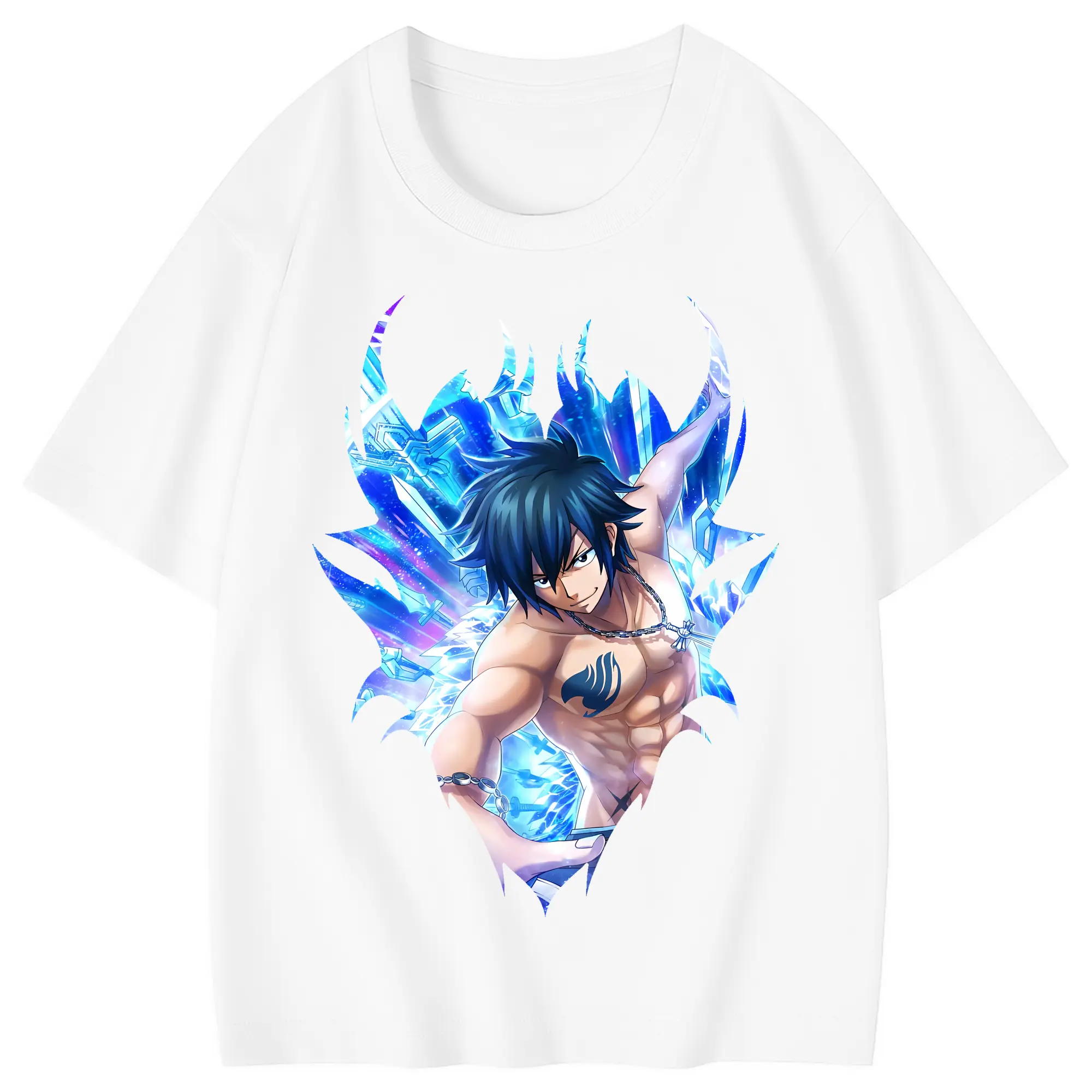 フェアリーテイル グッズ グレイ・フルバスター - 綿100％ キッズTシャツ ・ フロントプリント ・ 快適 通気性 ・ スポーツ カジュアル 散歩用