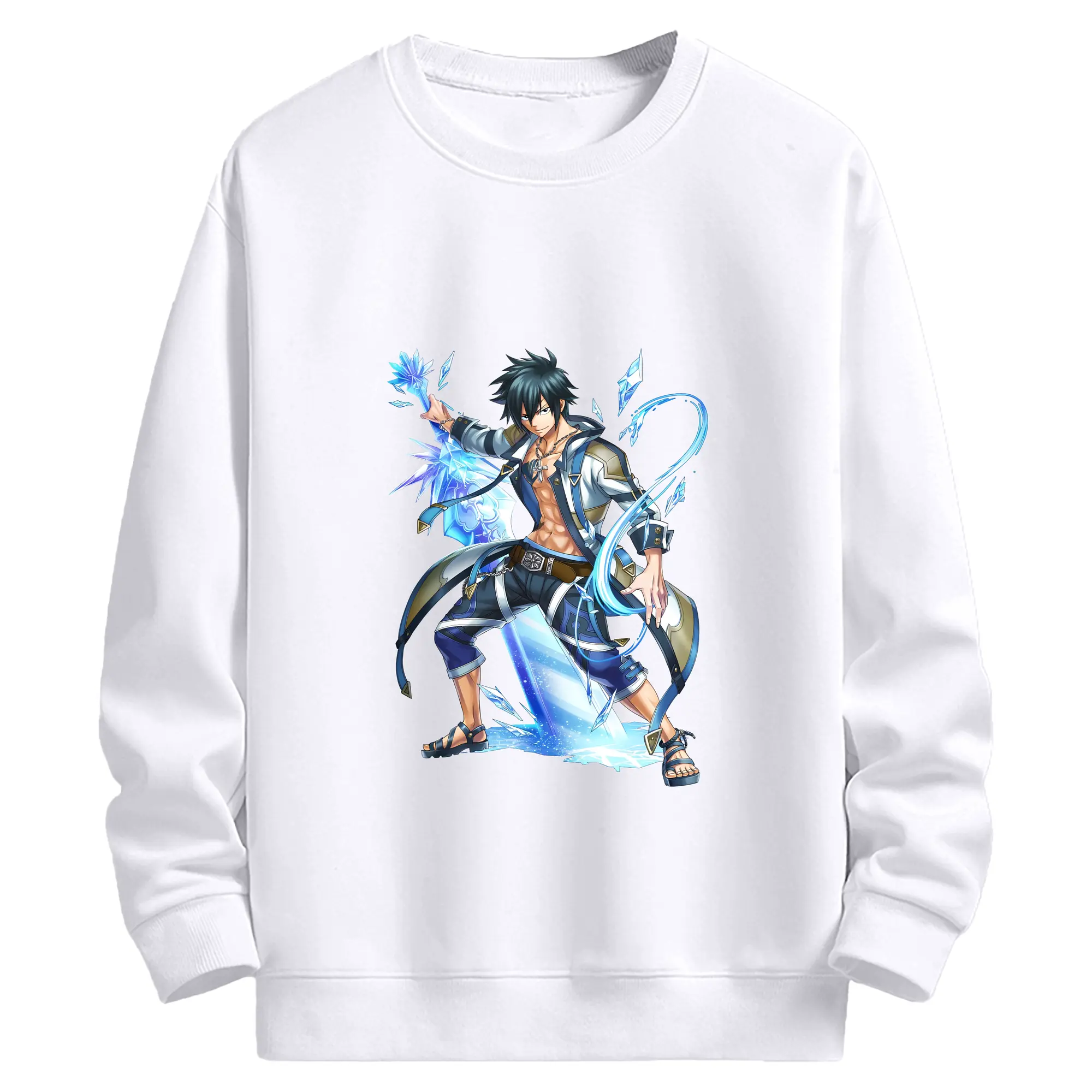 フェアリーテイル グッズ グレイ・フルバスター - 高品質 クルーネック スウェット ・ コットン59％ ポリエステル41％ ・ ユニセックス 長袖 トレーナー ・ カジュアル デイリー スポーツ 散歩用