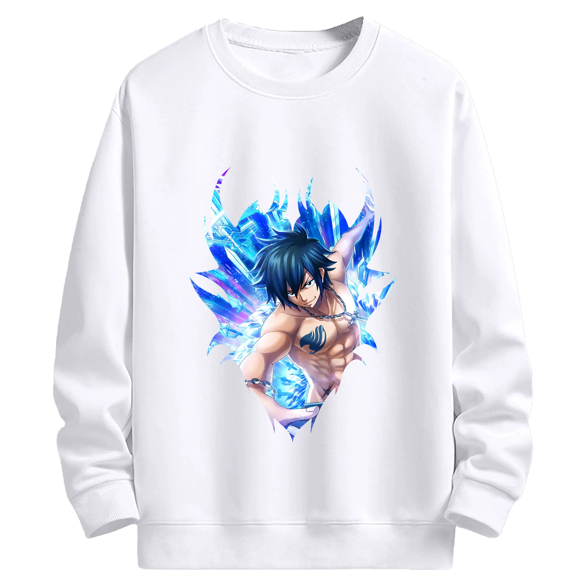 フェアリーテイル グッズ グレイ・フルバスター - 高品質 クルーネック スウェット ・ コットン59％ ポリエステル41％ ・ ユニセックス 長袖 トレーナー ・ カジュアル デイリー スポーツ 散歩用