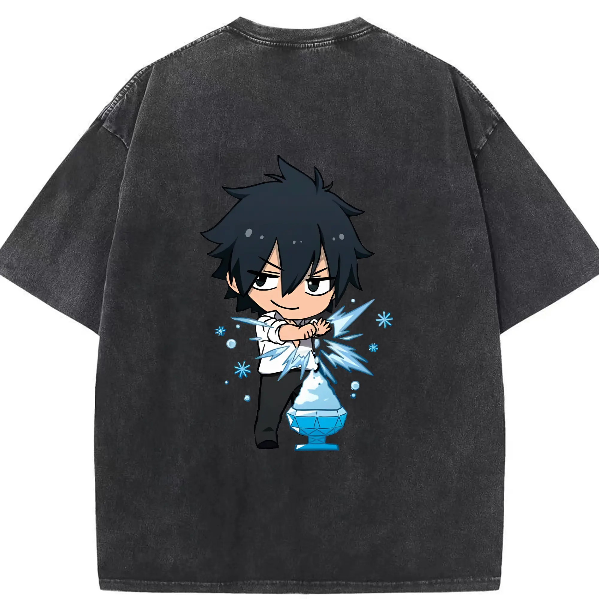 フェアリーテイル グッズ グレイ・フルバスター - 綿100％ ヴィンテージ風 半袖Tシャツ ・ 背面プリント ・ 柔らか肌触り ・ 通気性 快適 ・ スポーツ カジュアル 外出用