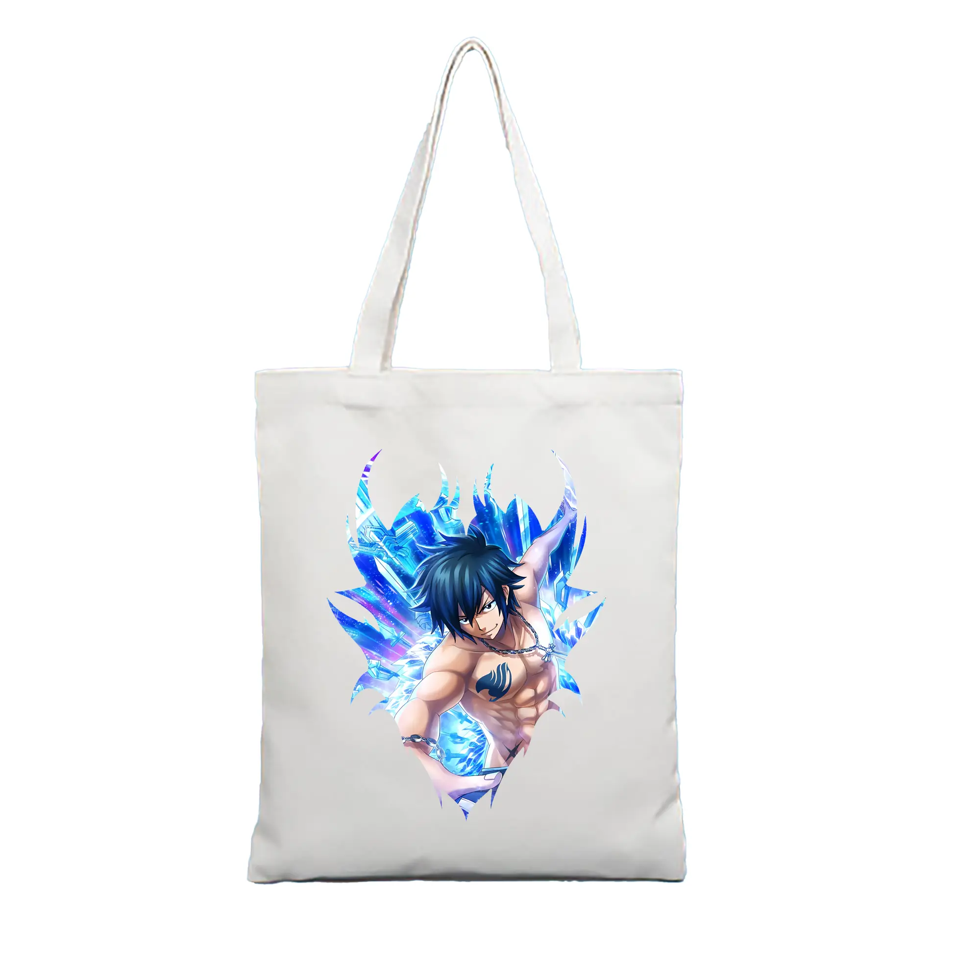 フェアリーテイル グッズ グレイ・フルバスター - 縦型キャンバス手提げバッグ（トートバッグ） ・ キャンバス素材 ・ ショッピング用 ・ 軽量 丈夫 お手入れ簡単