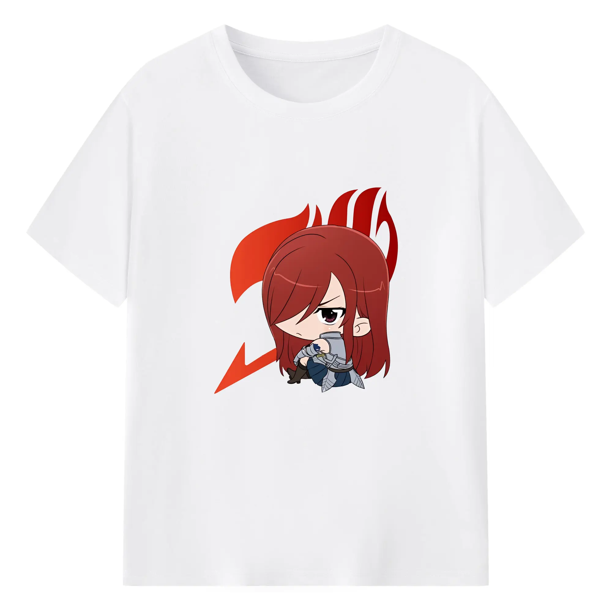 フェアリーテイル グッズ エルザ・スカーレット - 綿100％ 半袖Tシャツ ・ フロントプリント ・ 快適 通気性 ・ 日常使い 散歩 スポーツ用