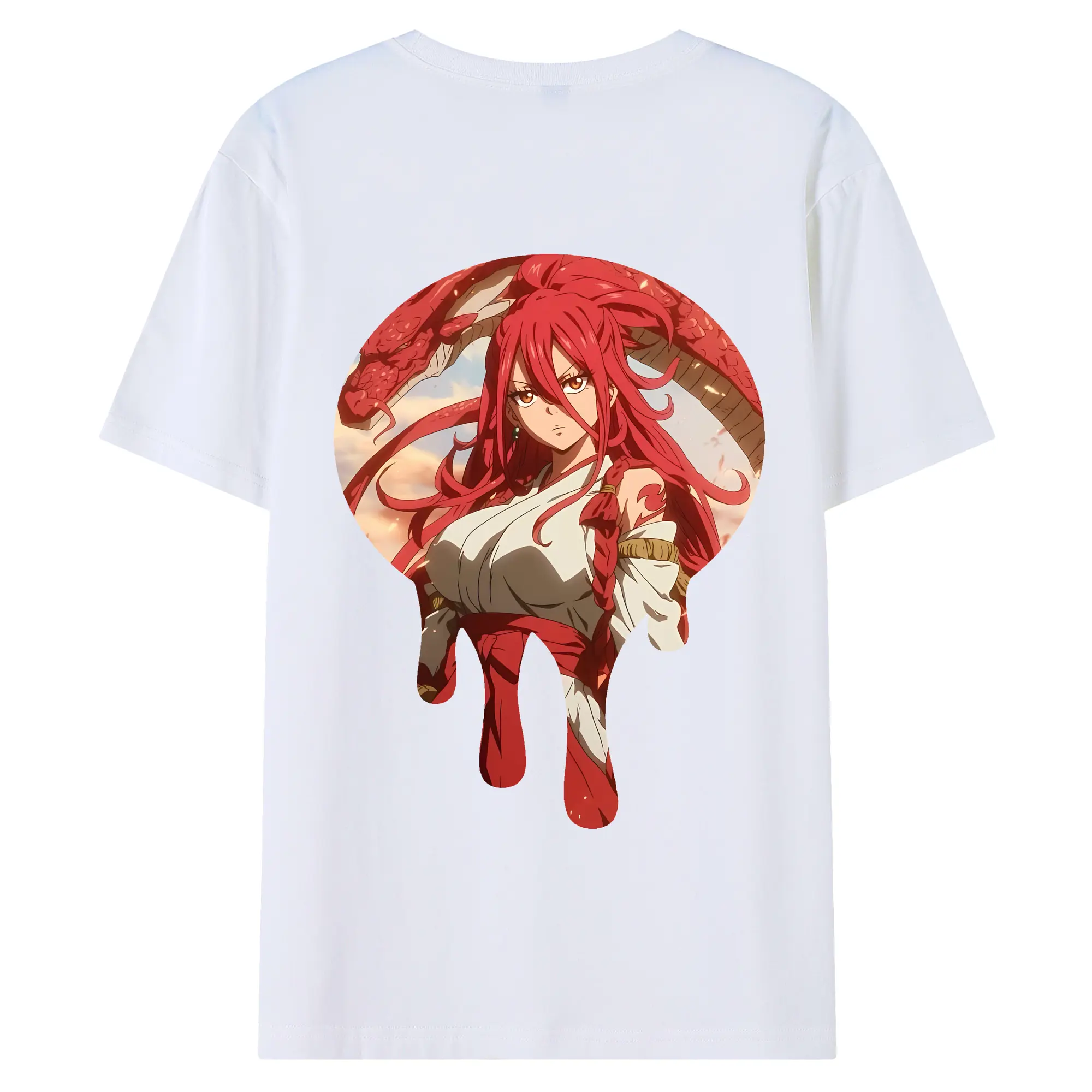 フェアリーテイル グッズ エルザ・スカーレット - 綿100％ 半袖Tシャツ ・ バックプリント ・ 快適 通気性 ・ 日常使い 散歩 スポーツ用