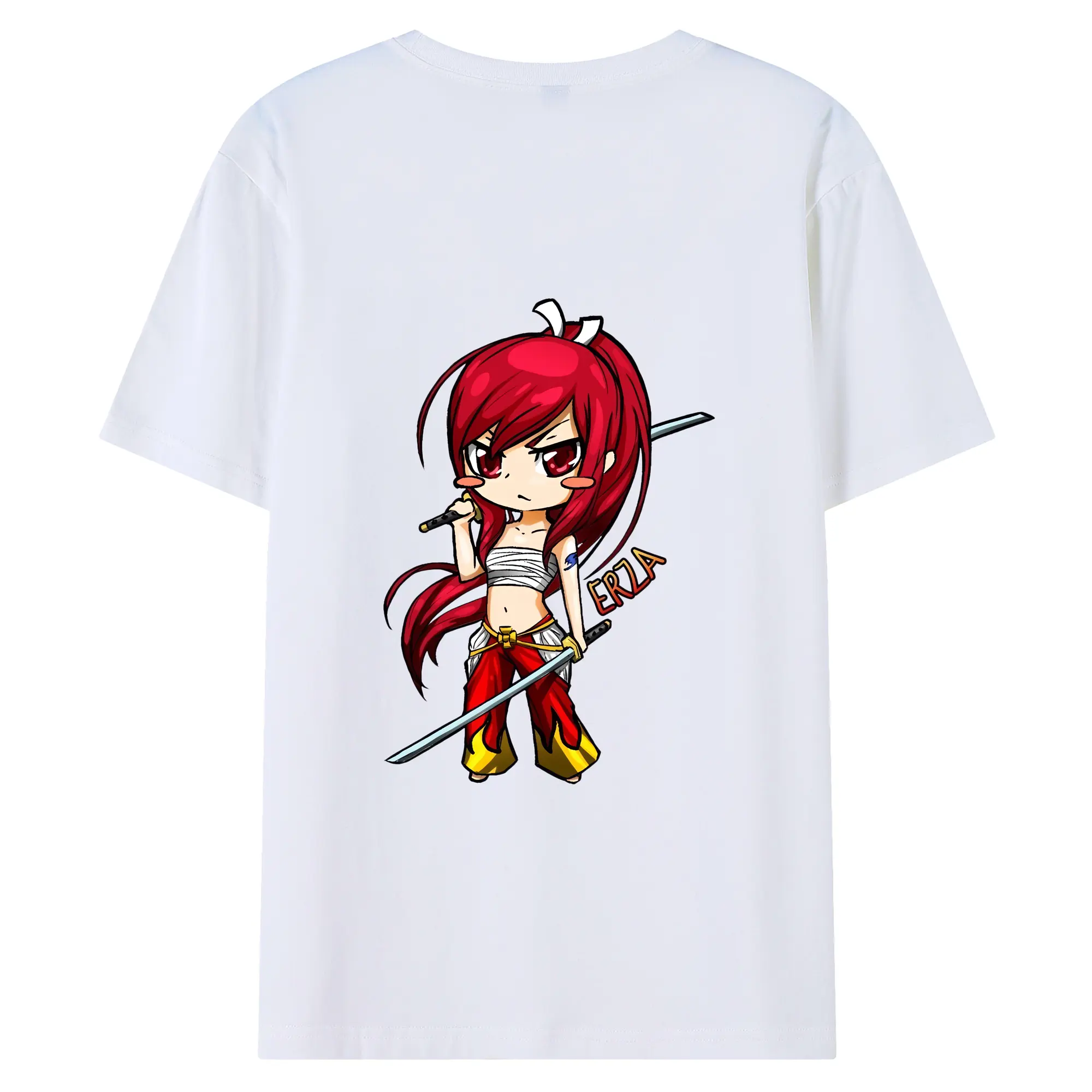 フェアリーテイル グッズ エルザ・スカーレット - 綿100％ 半袖Tシャツ ・ バックプリント ・ 快適 通気性 ・ 日常使い 散歩 スポーツ用