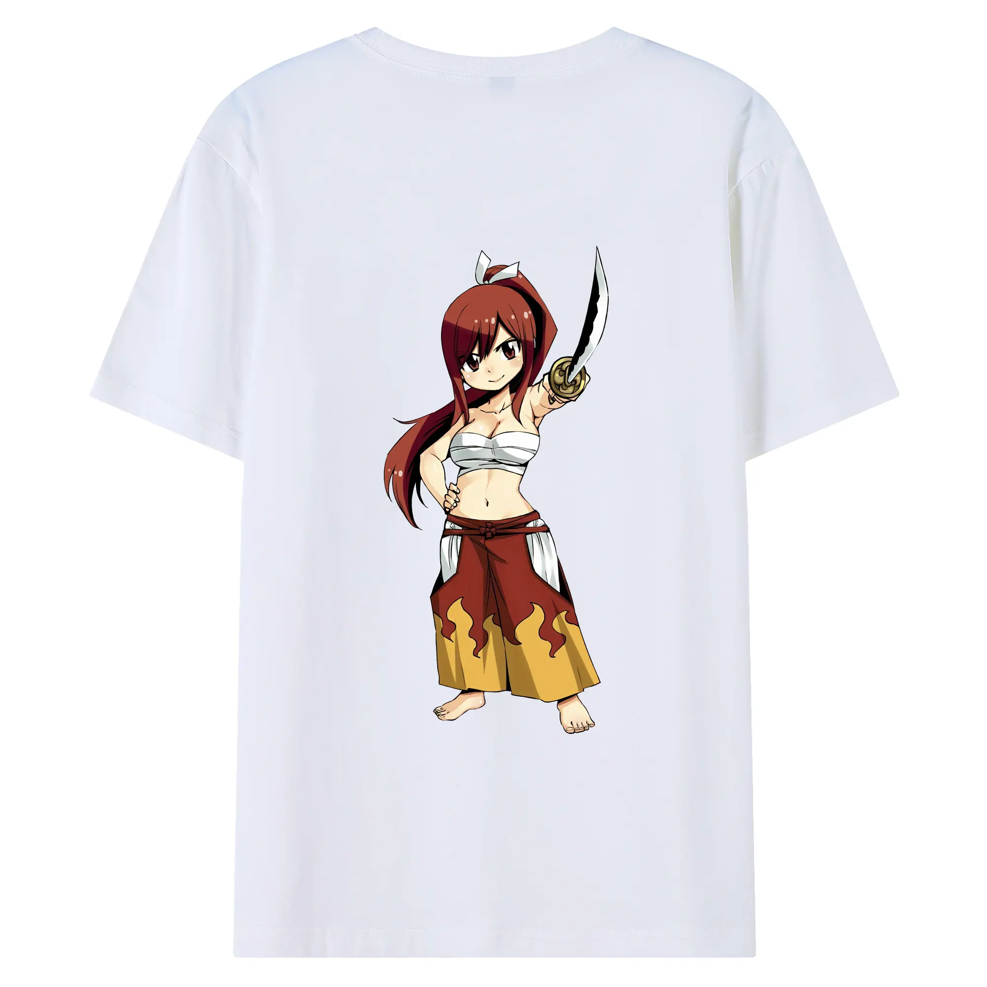 フェアリーテイル グッズ エルザ・スカーレット - 綿100％ 半袖Tシャツ ・ バックプリント ・ 快適 通気性 ・ 日常使い 散歩 スポーツ用