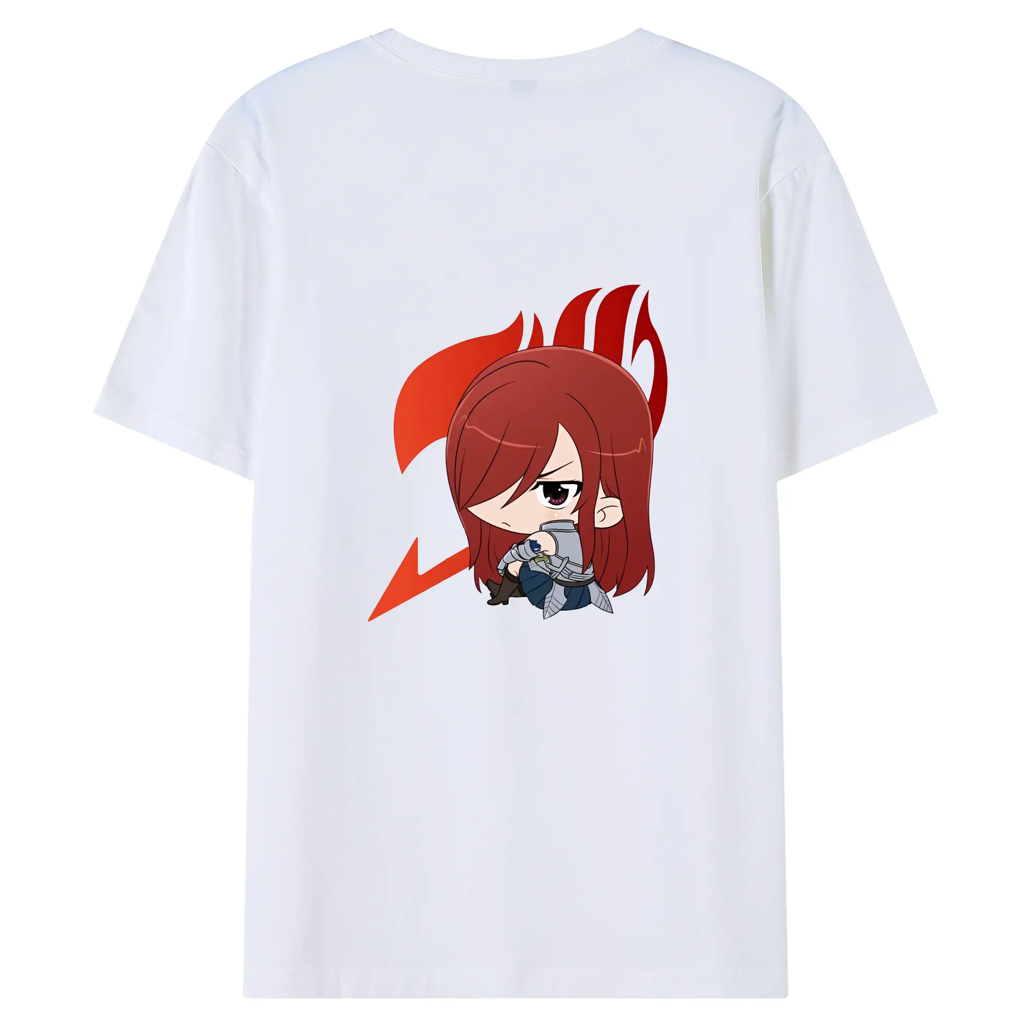 フェアリーテイル グッズ エルザ・スカーレット - 綿100％ 半袖Tシャツ ・ バックプリント ・ 快適 通気性 ・ 日常使い 散歩 スポーツ用