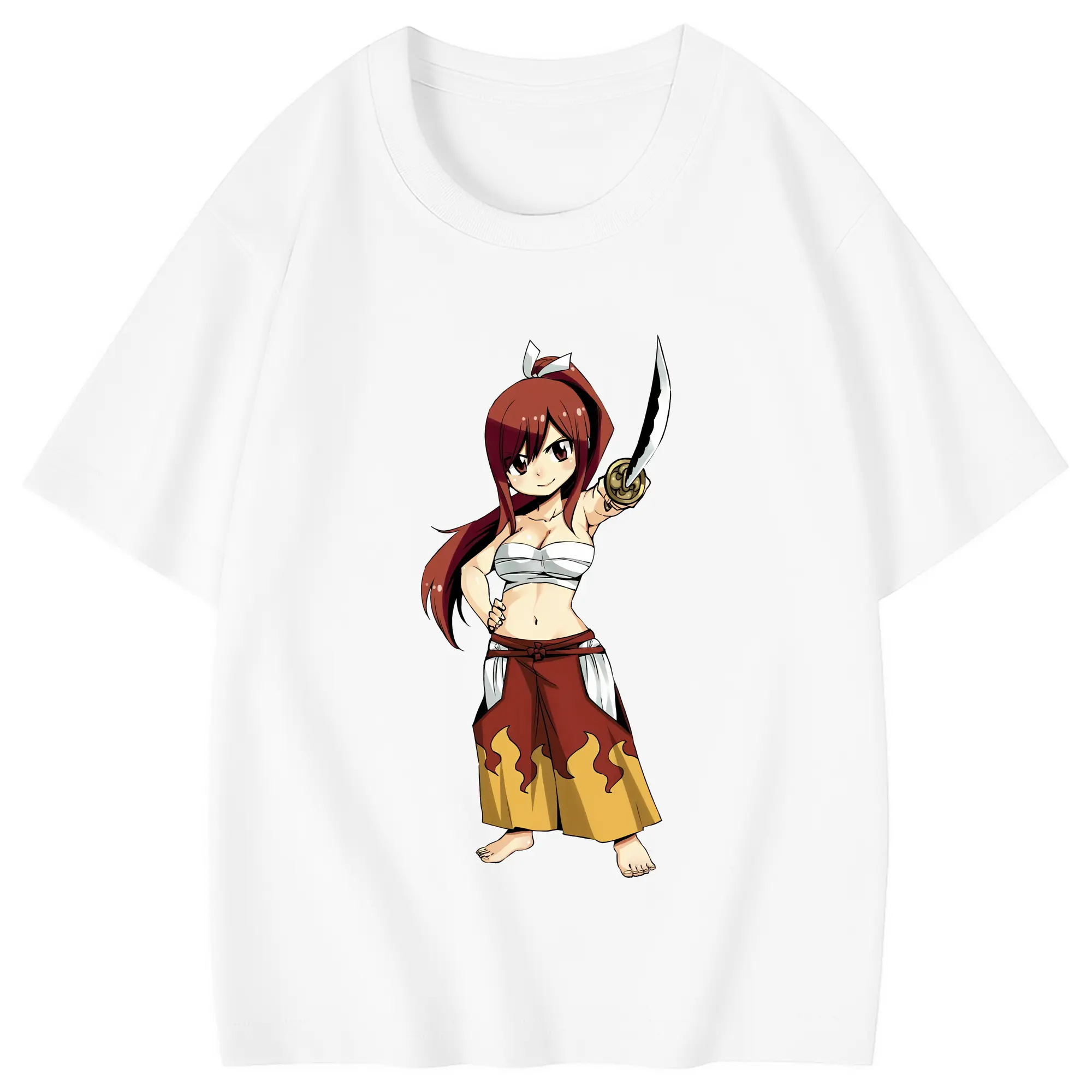 フェアリーテイル グッズ エルザ・スカーレット - 綿100％ キッズTシャツ ・ フロントプリント ・ 快適 通気性 ・ スポーツ カジュアル 散歩用