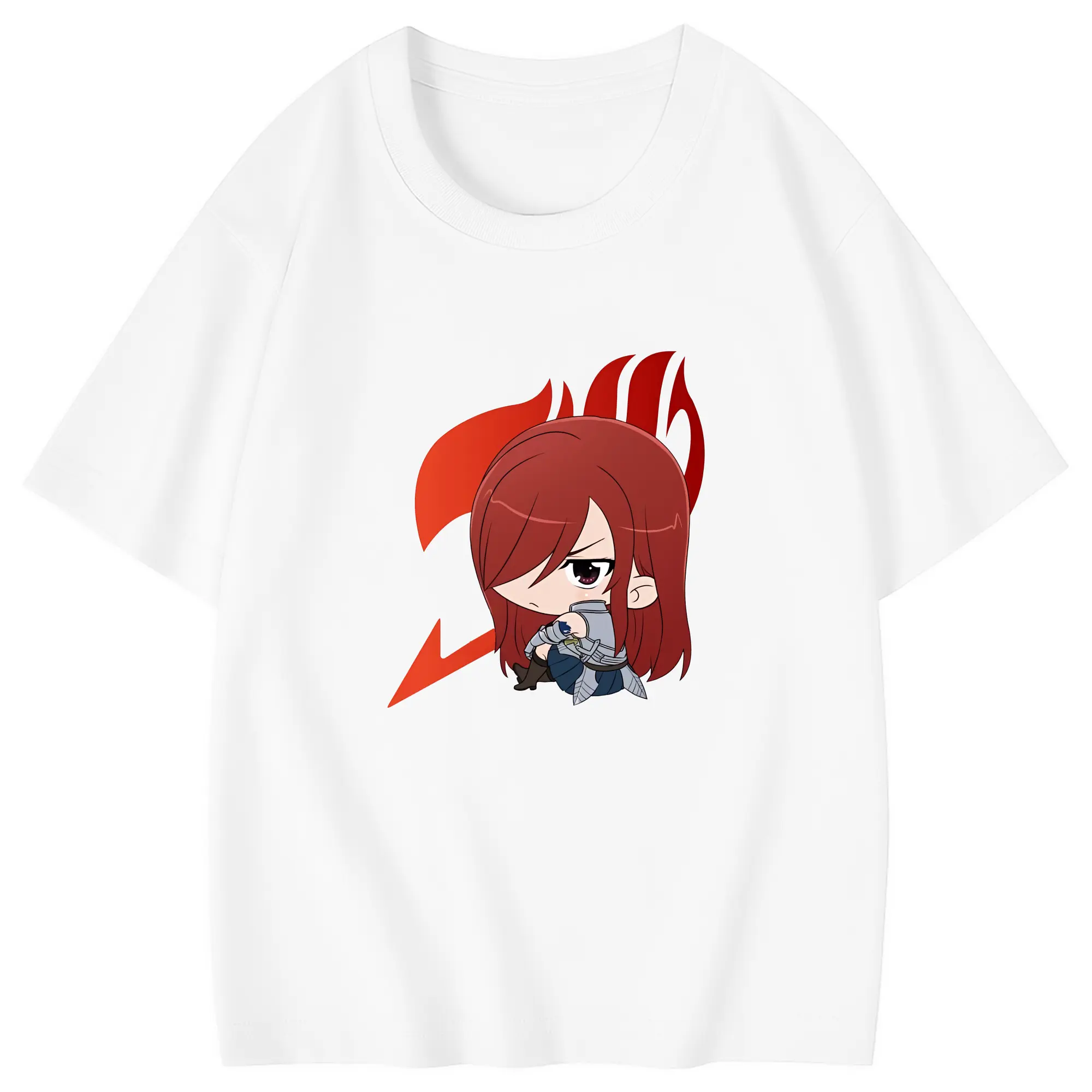フェアリーテイル グッズ エルザ・スカーレット - 綿100％ キッズTシャツ ・ フロントプリント ・ 快適 通気性 ・ スポーツ カジュアル 散歩用