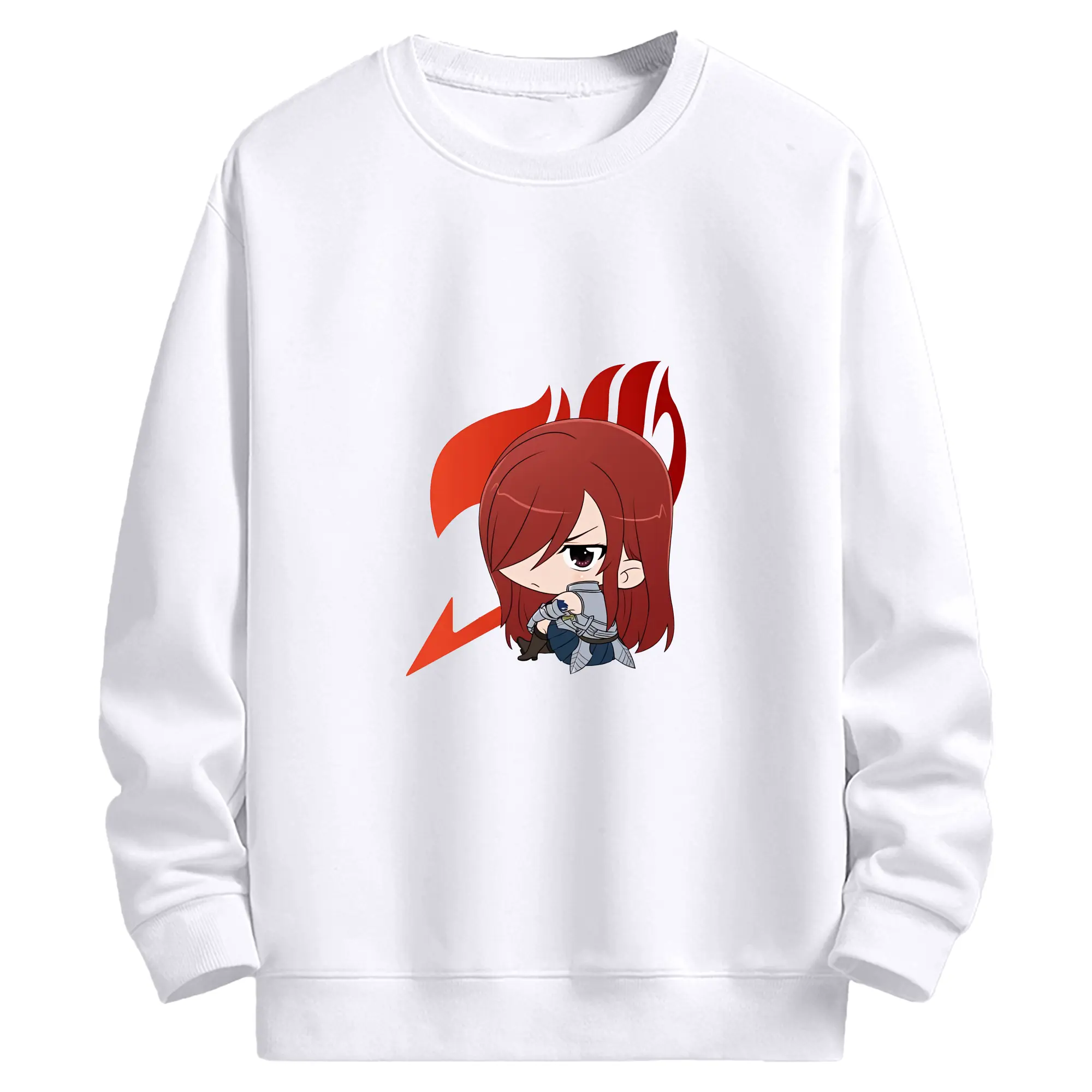 フェアリーテイル グッズ エルザ・スカーレット - 高品質 クルーネック スウェット ・ コットン59％ ポリエステル41％ ・ ユニセックス 長袖 トレーナー ・ カジュアル デイリー スポーツ 散歩用