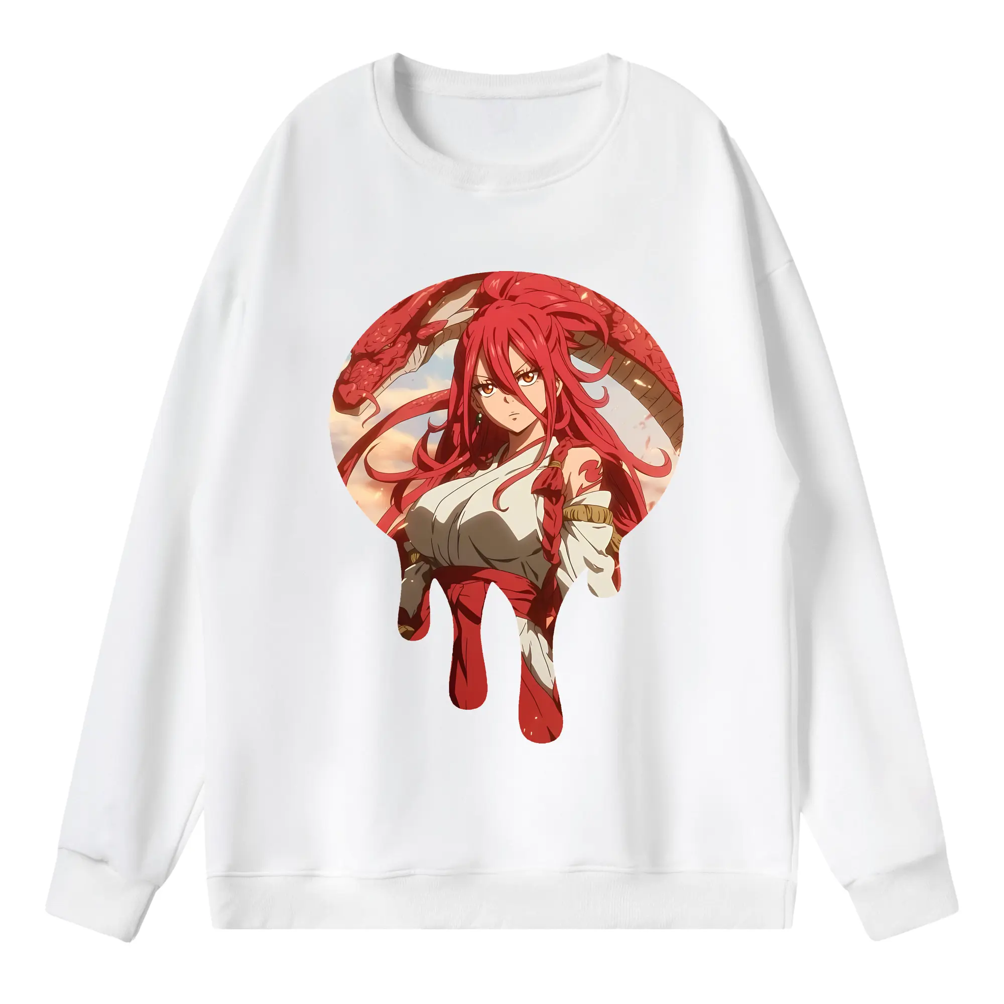 フェアリーテイル グッズ エルザ・スカーレット - 薄手 クルーネック スウェット 裏毛260g · ポリエステル 春秋向け カジュアル 男女兼用 · トレーナー デイリー スポーツ 散歩に最適