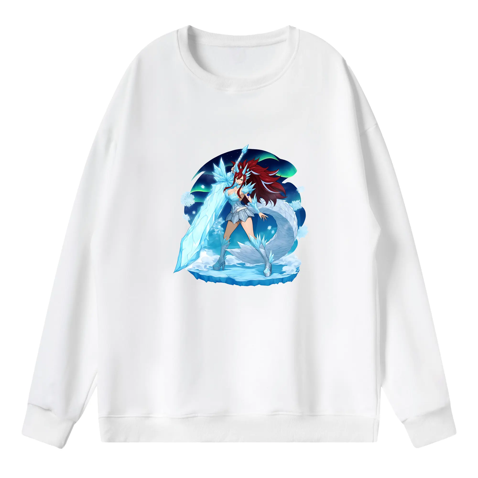 フェアリーテイル グッズ エルザ・スカーレット - 薄手 クルーネック スウェット 裏毛260g · ポリエステル 春秋向け カジュアル 男女兼用 · トレーナー デイリー スポーツ 散歩に最適