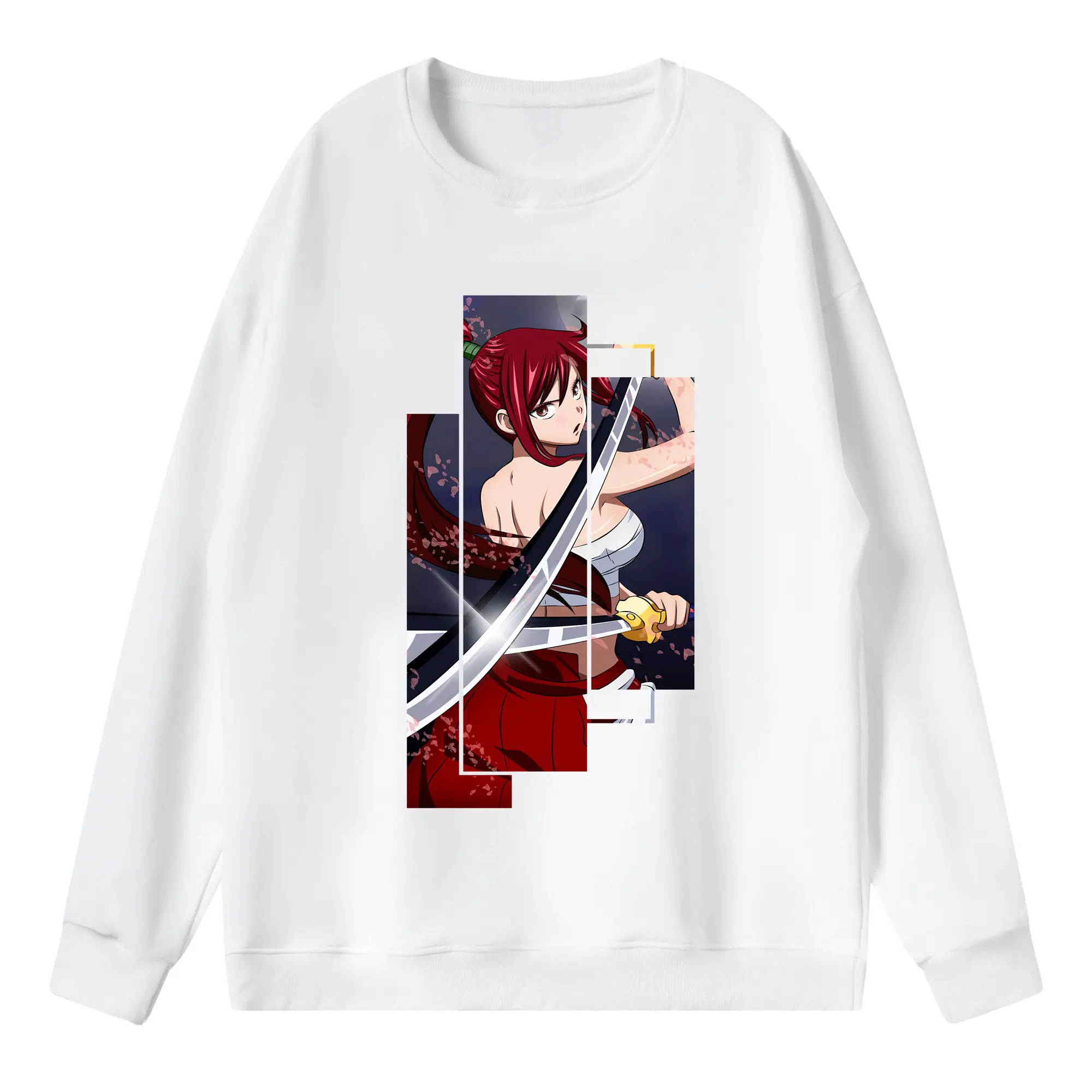 フェアリーテイル グッズ エルザ・スカーレット - 薄手 クルーネック スウェット 裏毛260g · ポリエステル 春秋向け カジュアル 男女兼用 · トレーナー デイリー スポーツ 散歩に最適